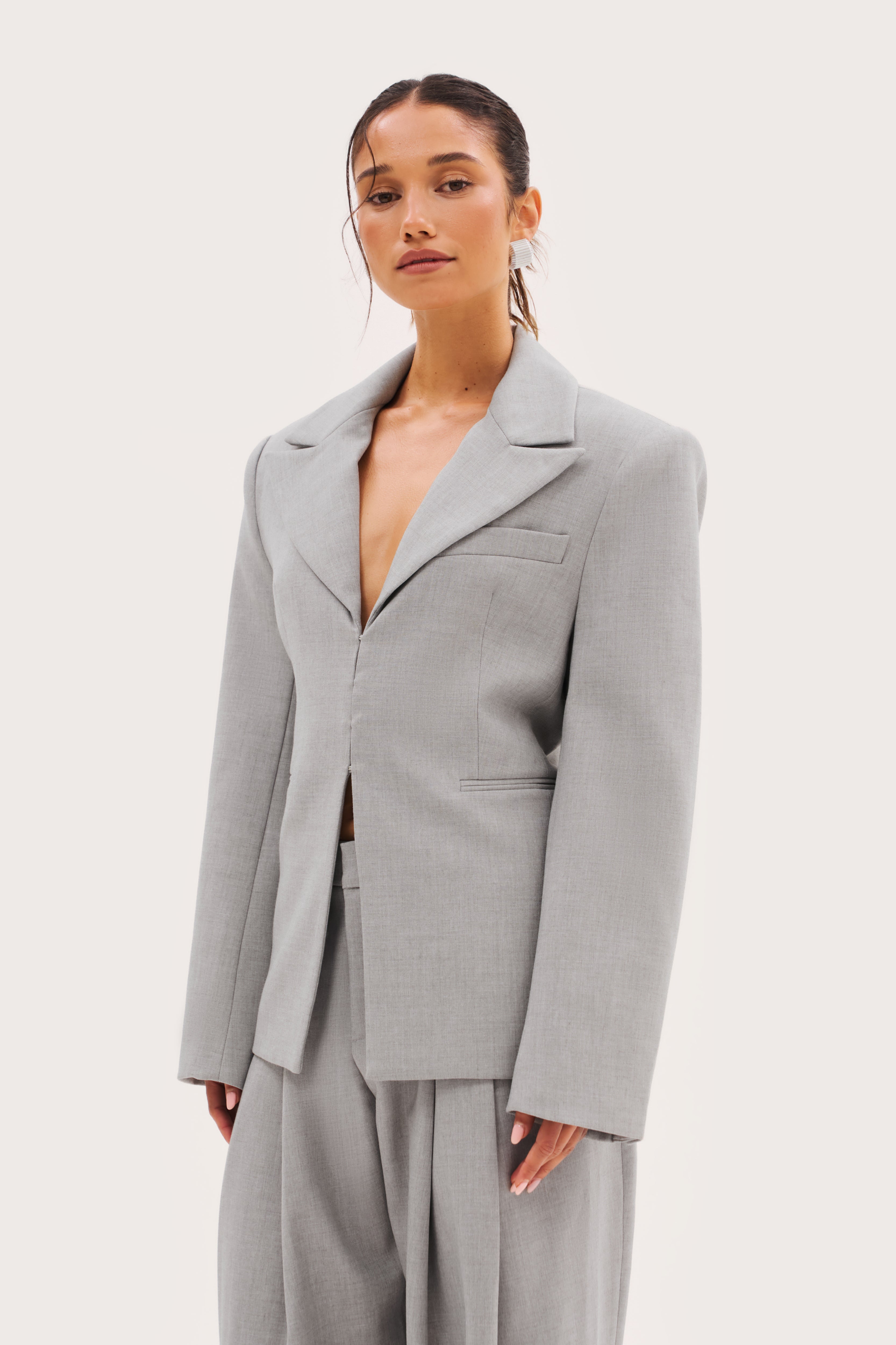 Hourglass Blazer - Light Grey