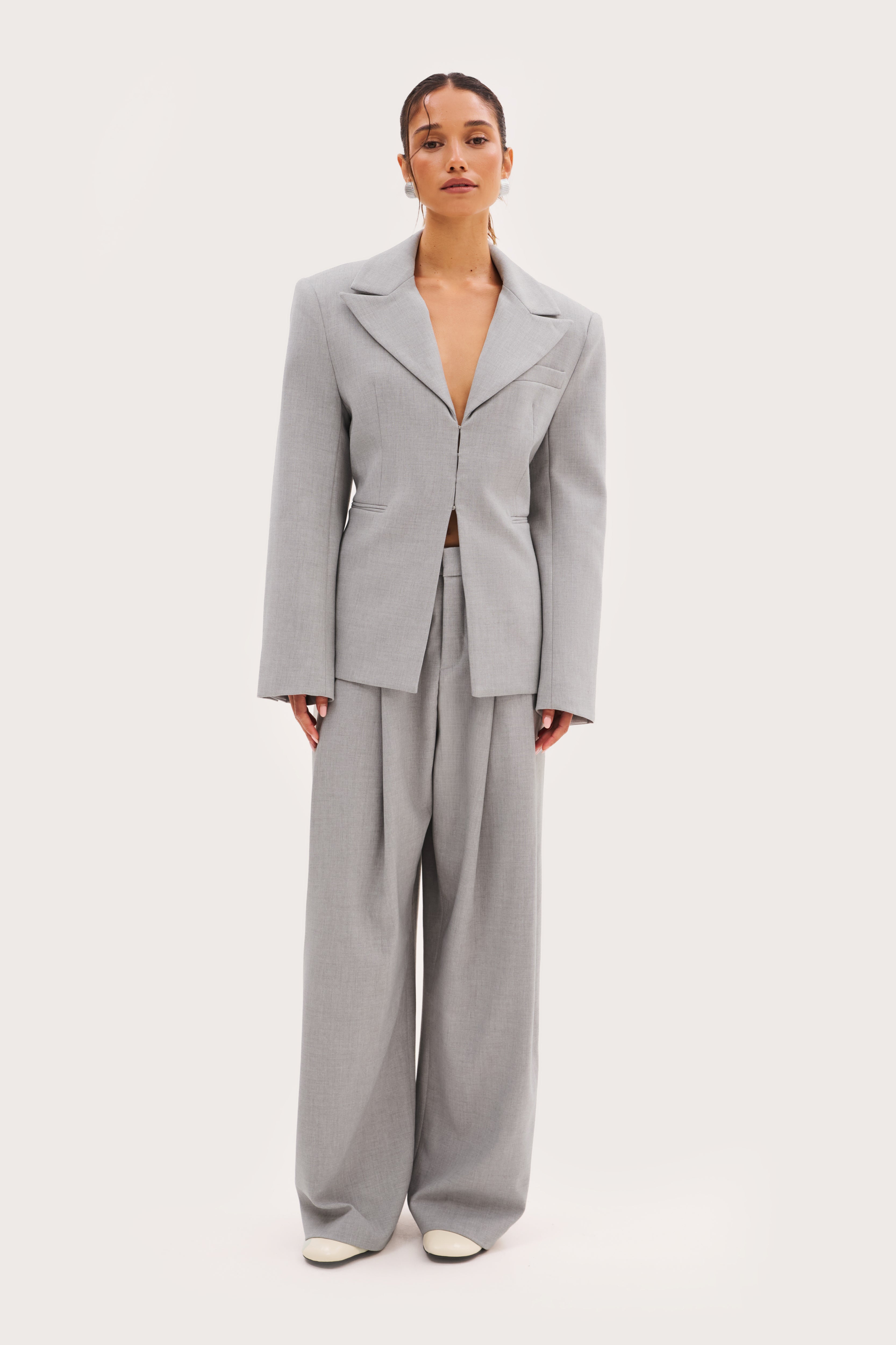 Hourglass Blazer - Light Grey