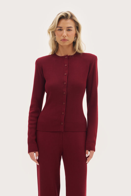 Retreat Ribbed Knit Top - Burgundy