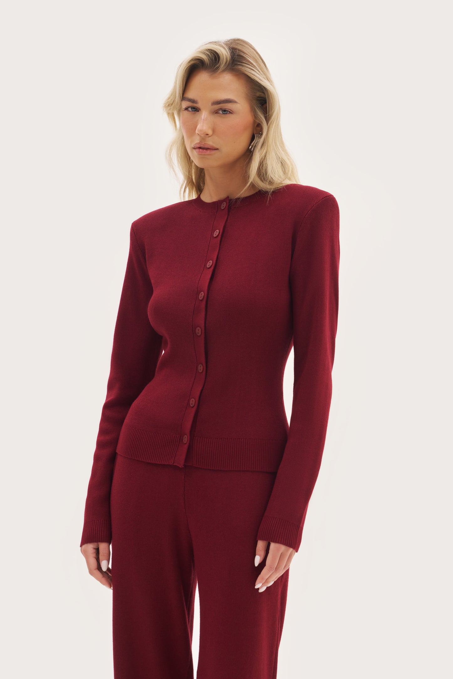 Retreat Ribbed Knit Top - Burgundy