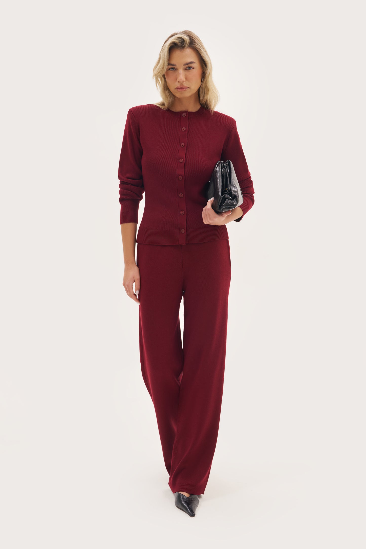 Retreat Ribbed Knit Top - Burgundy