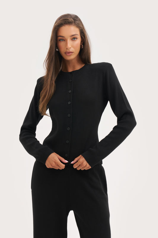 Retreat Ribbed Knit Top - Black