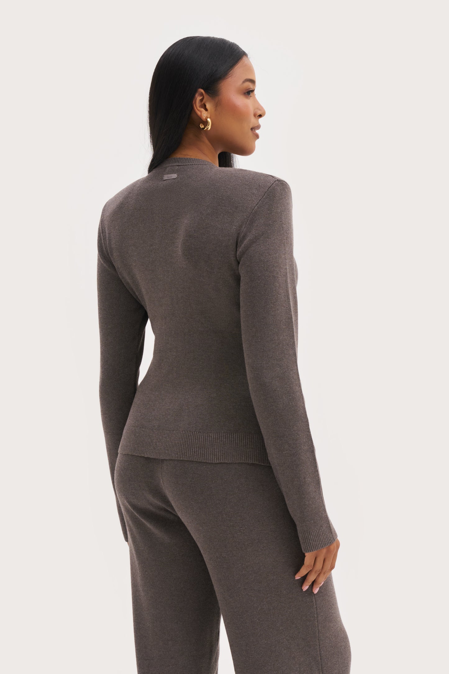 Retreat Ribbed Knit Top - Brown Marl