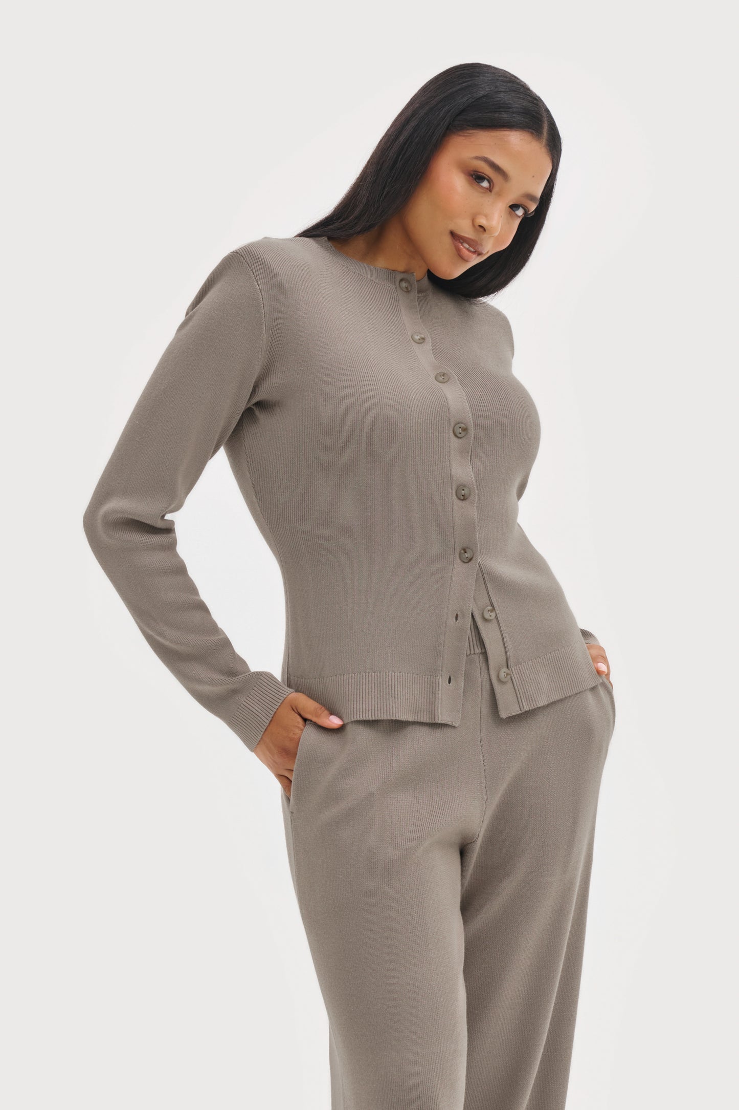 Retreat Ribbed Knit Top - Taupe