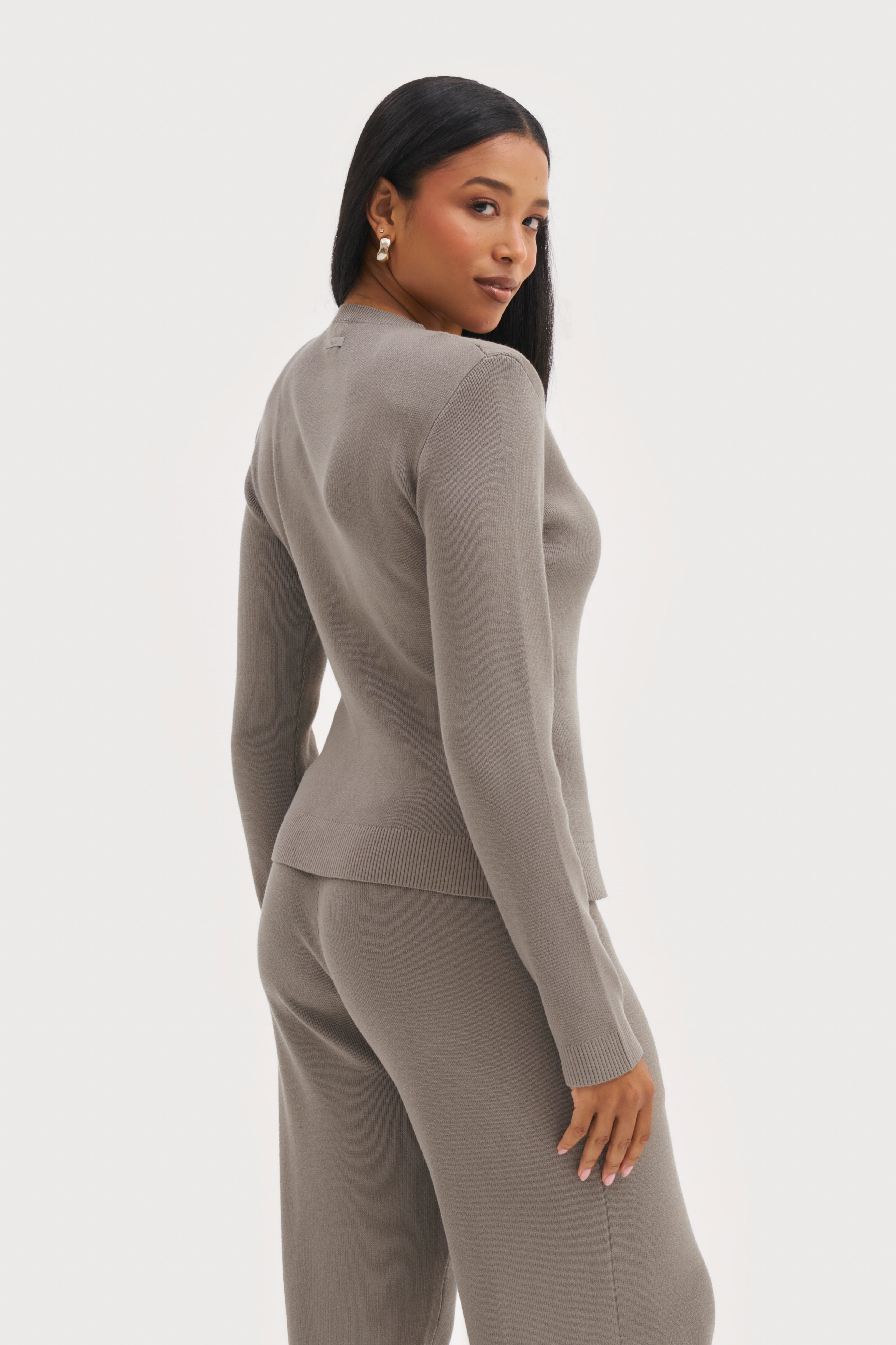 Retreat Ribbed Knit Top - Taupe