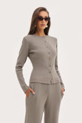 Retreat Ribbed Knit Top - Taupe