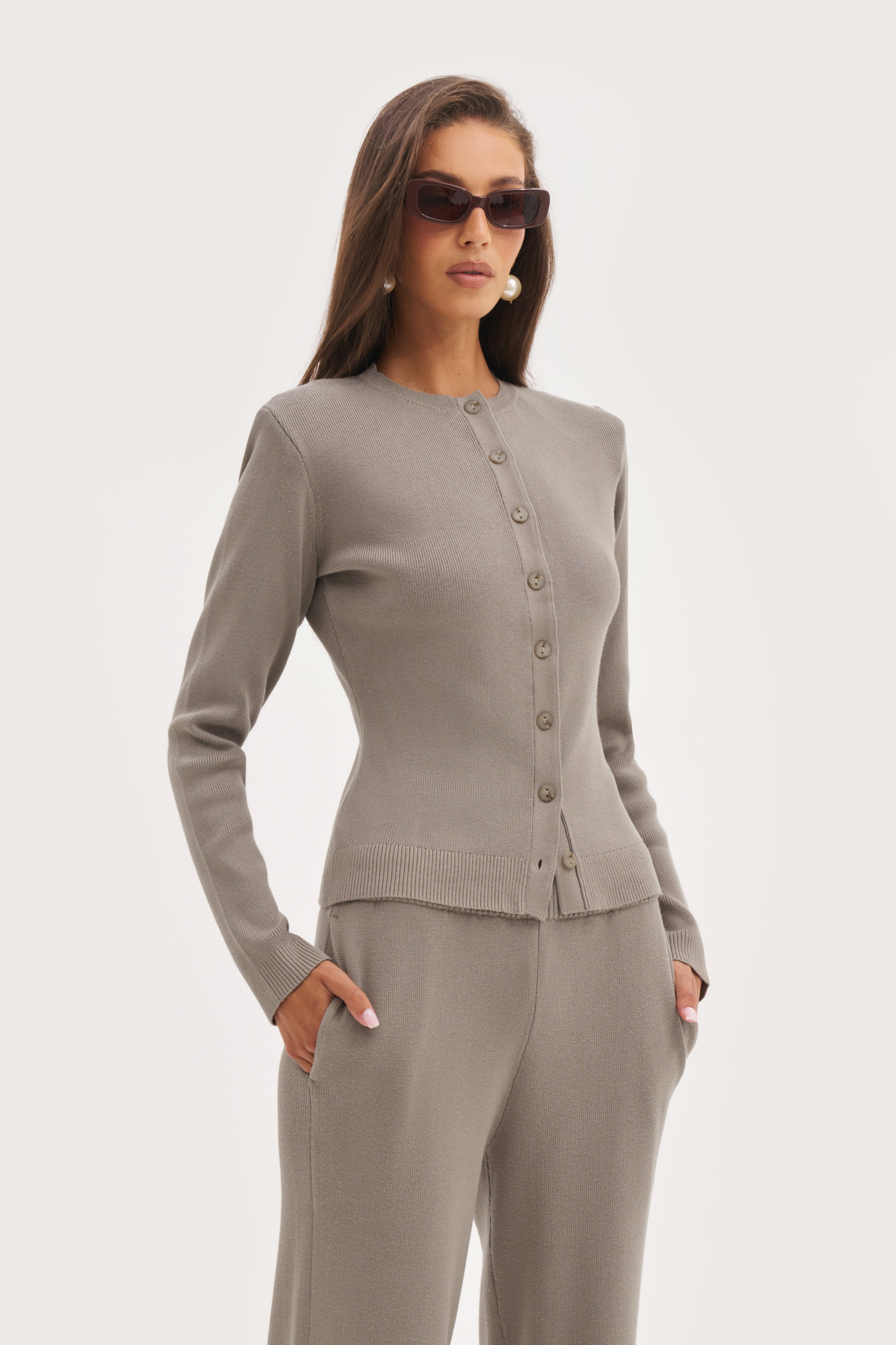 Retreat Ribbed Knit Top - Taupe