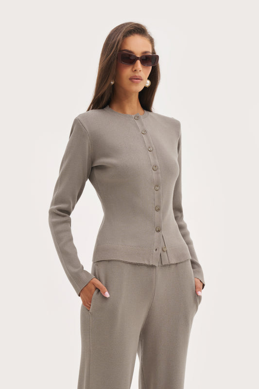 Retreat Ribbed Knit Top - Taupe
