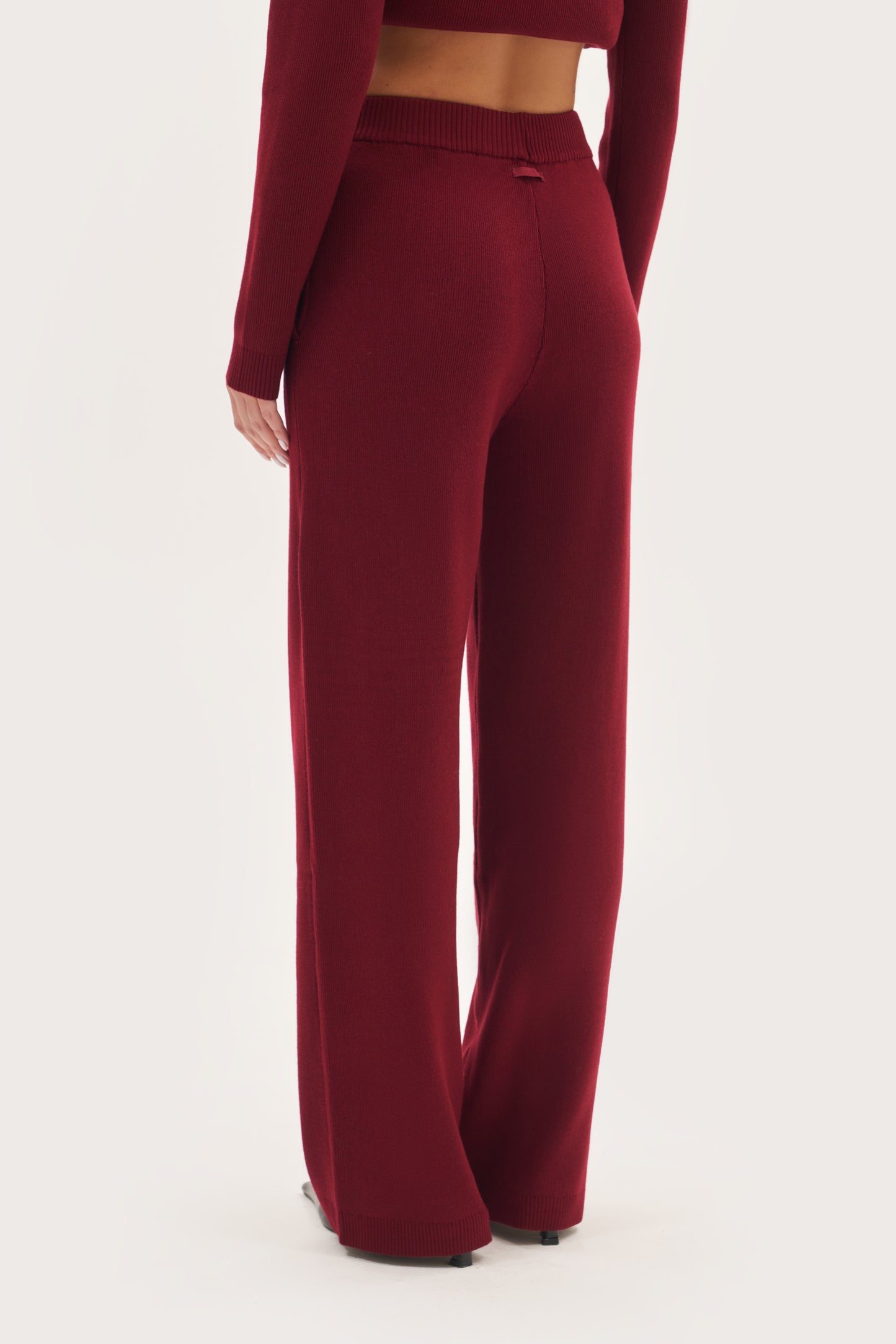 Retreat Ribbed Knit Pants - Burgundy