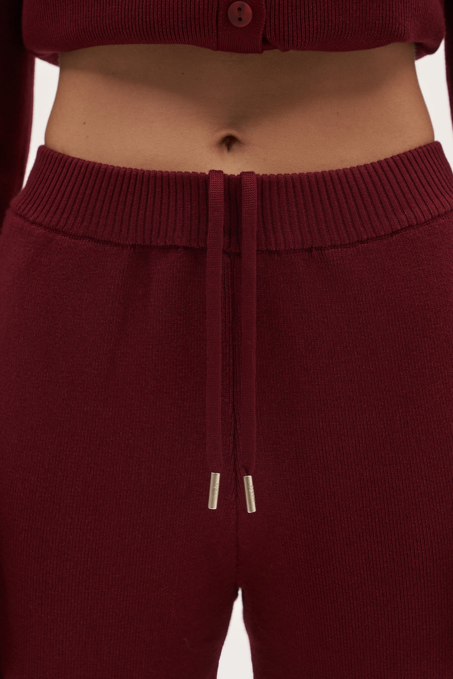 Retreat Ribbed Knit Pants - Burgundy