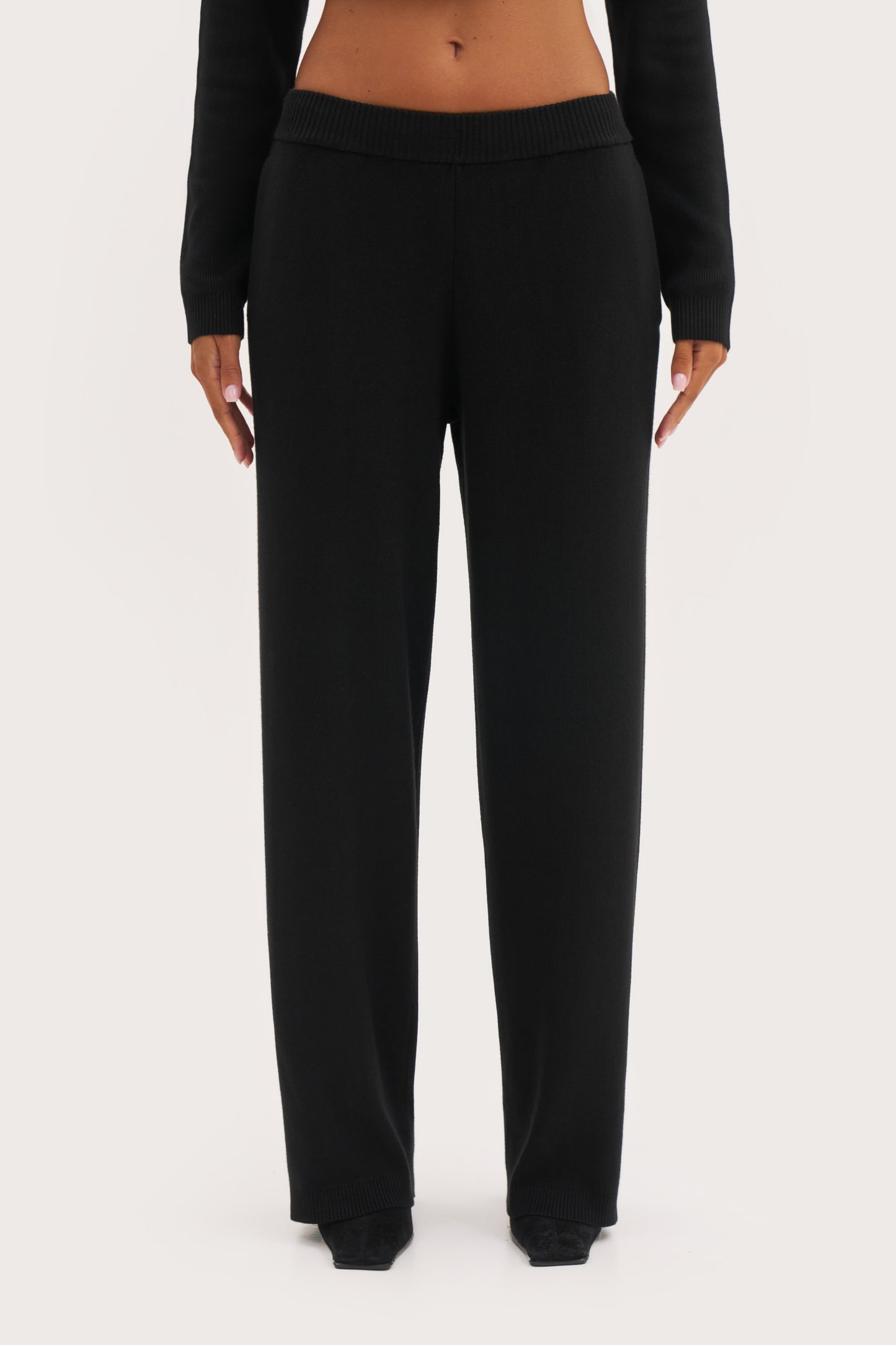 Retreat Ribbed Knit Pants - Black