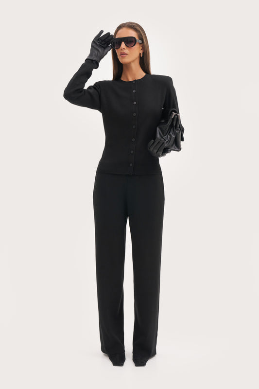 Retreat Ribbed Knit Pants - Black
