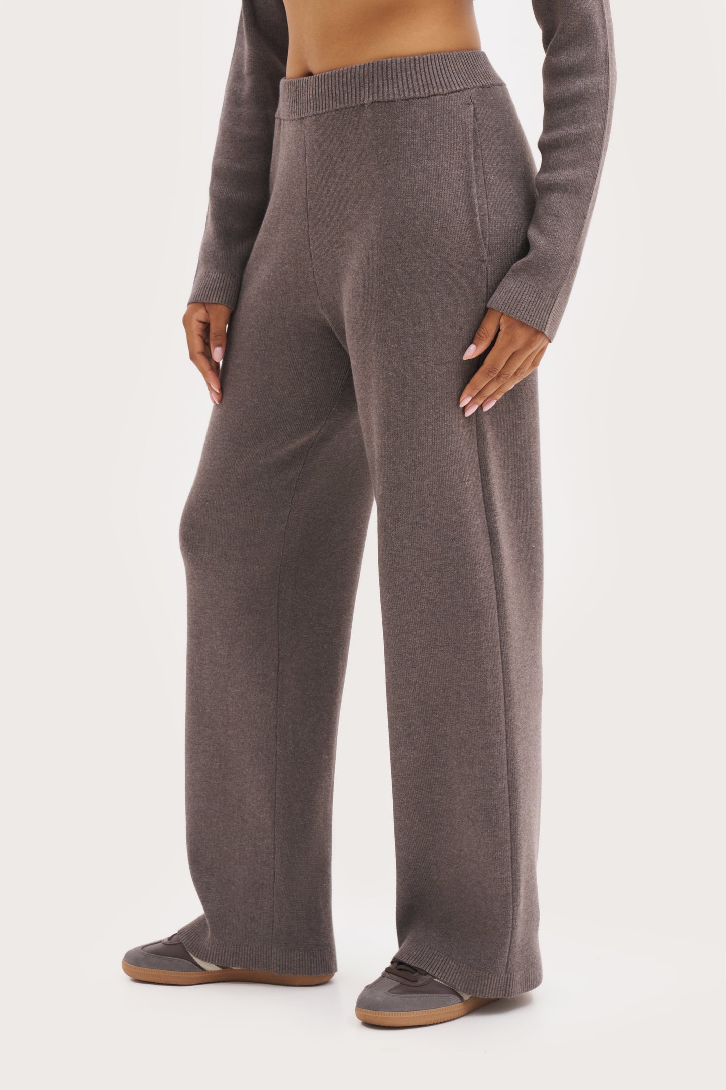 Retreat Ribbed Knit Pants - Brown Marl