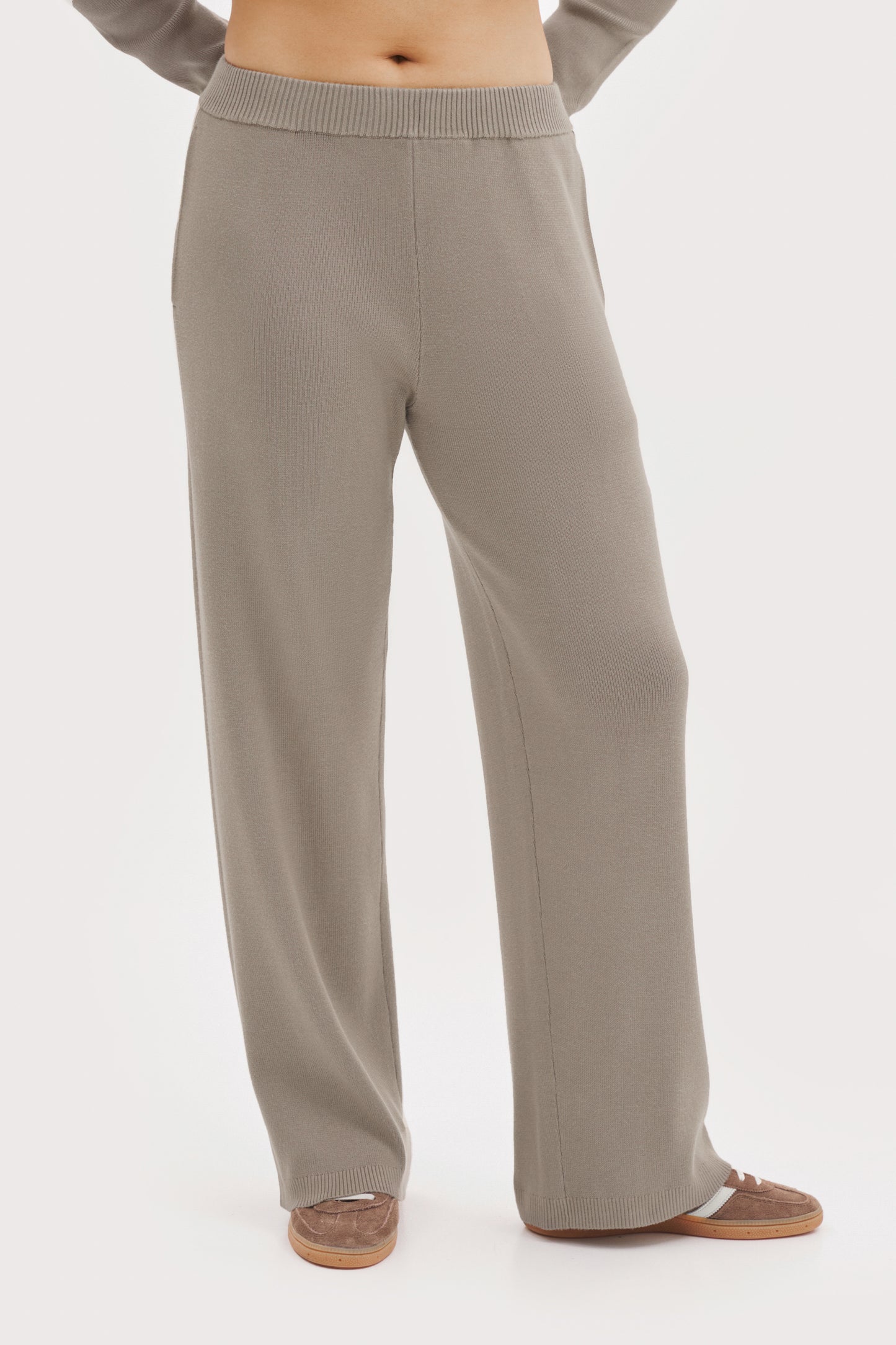 Retreat Ribbed Knit Pants - Taupe