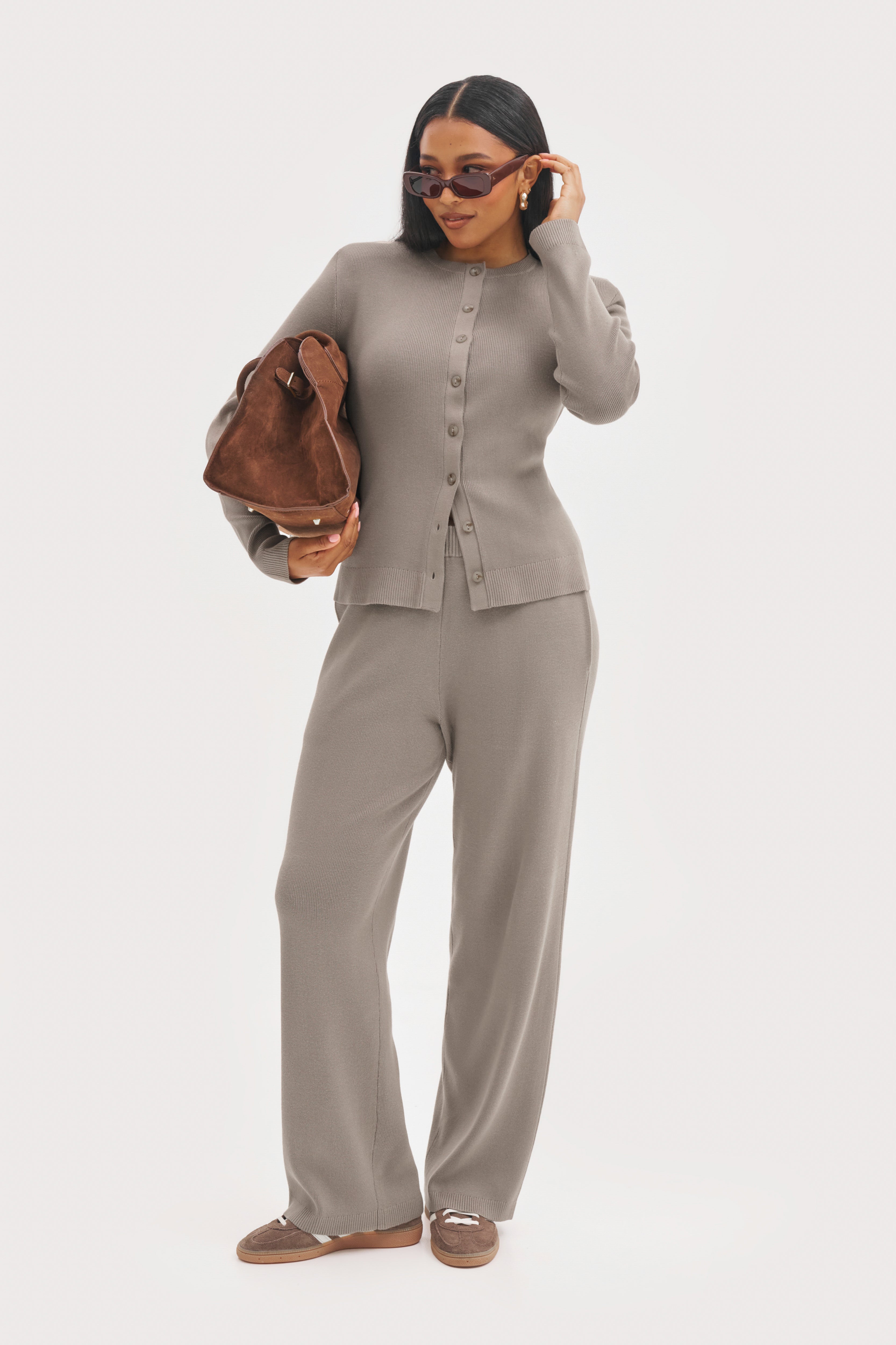 Retreat Ribbed Knit Pants - Taupe