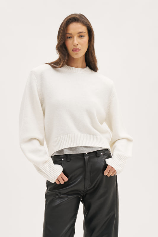 Power Knitted Sweater - Cream
