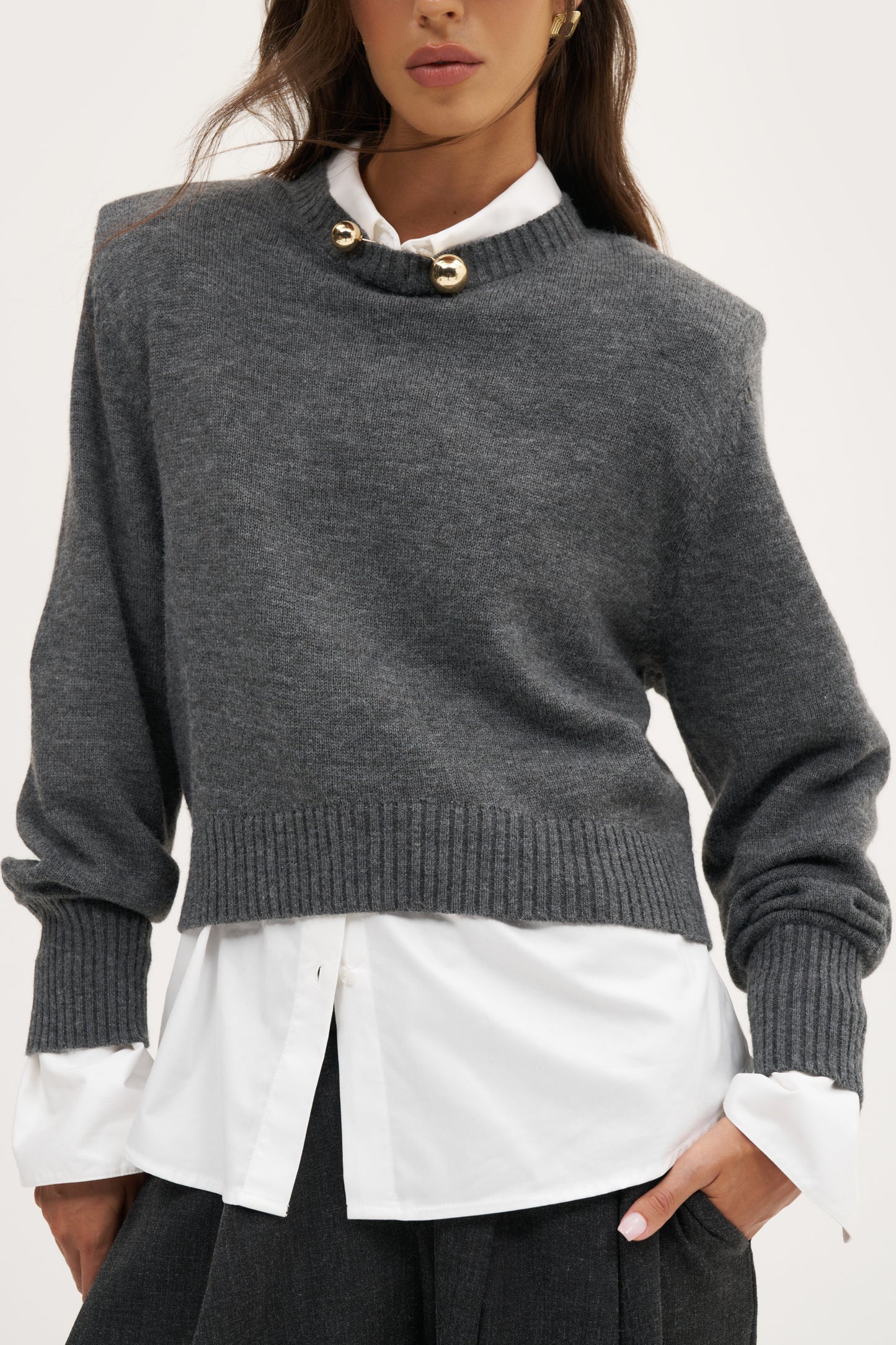 Power Knitted Sweater - Grey