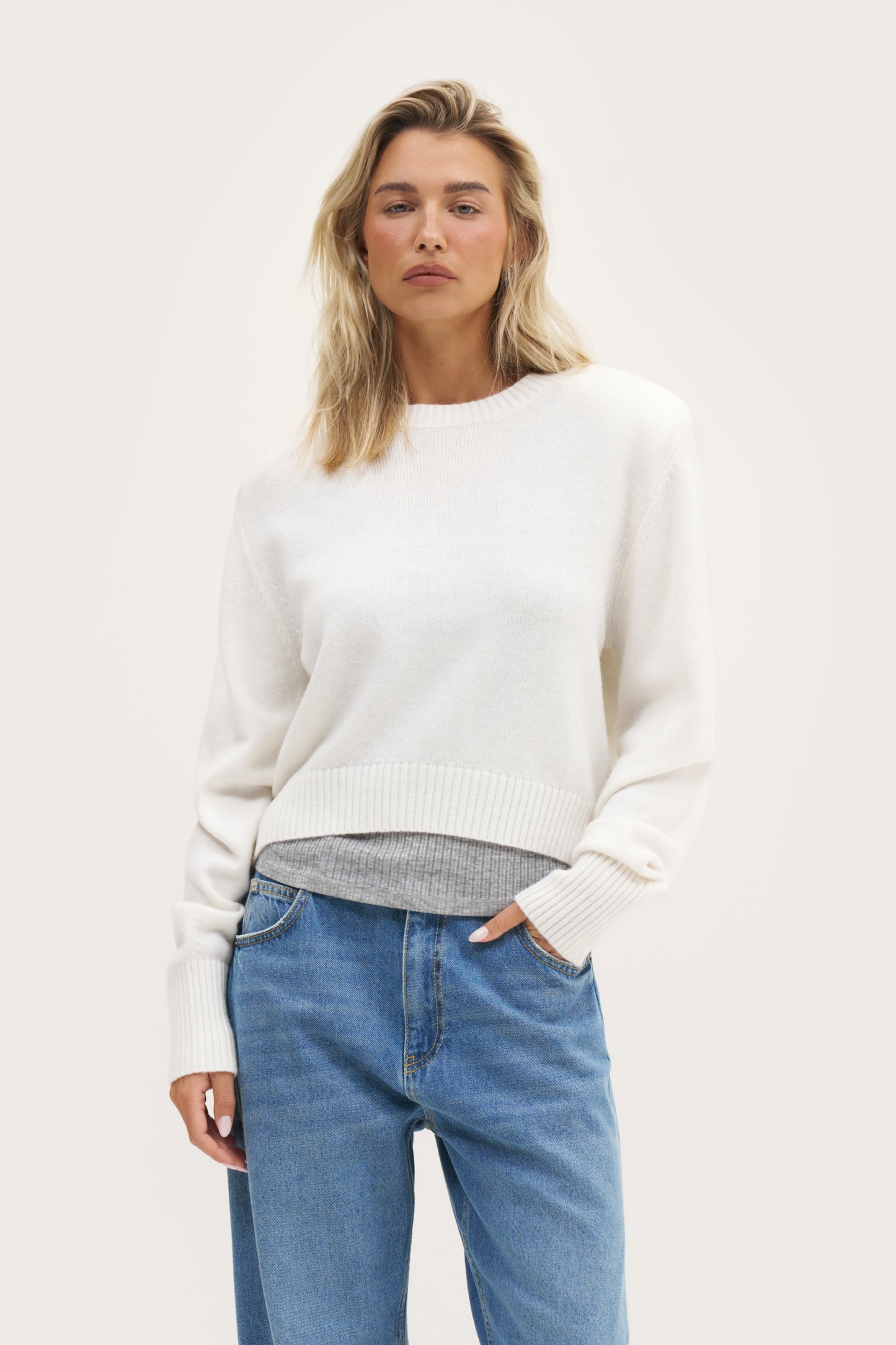 Power Knitted Sweater - Cream