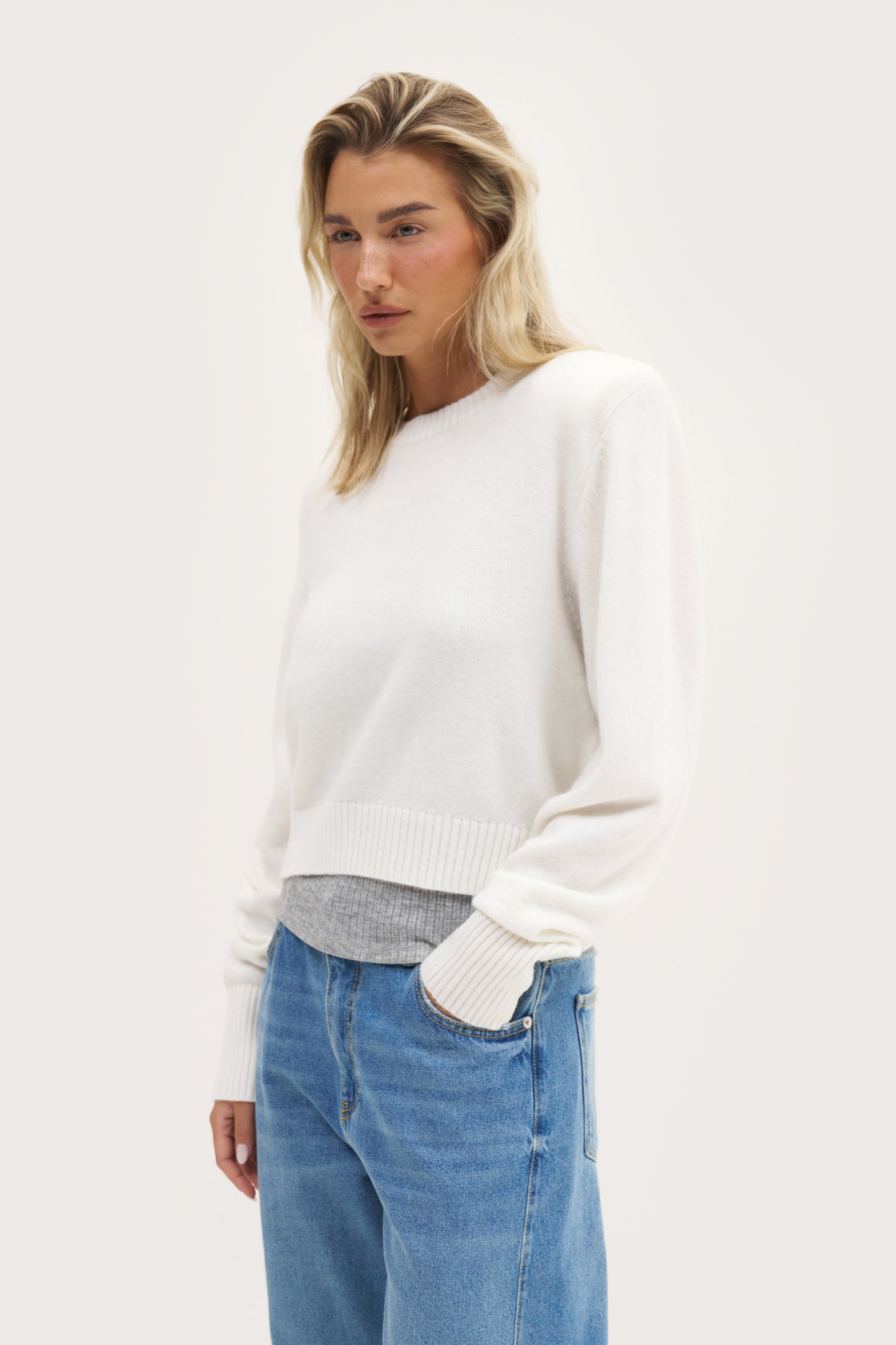 Power Knitted Sweater - Cream