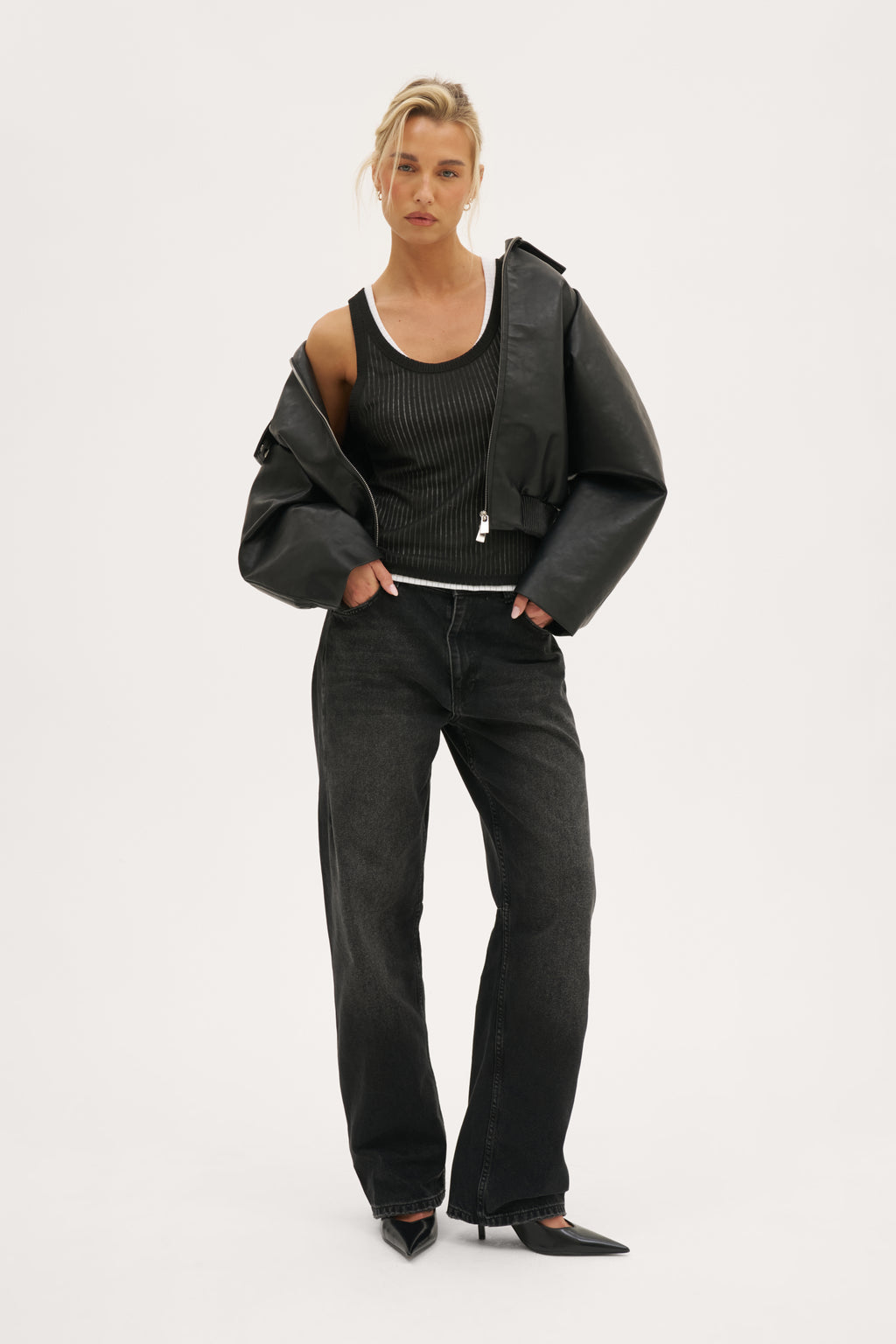 Semi Sheer Y Back Vest - Black