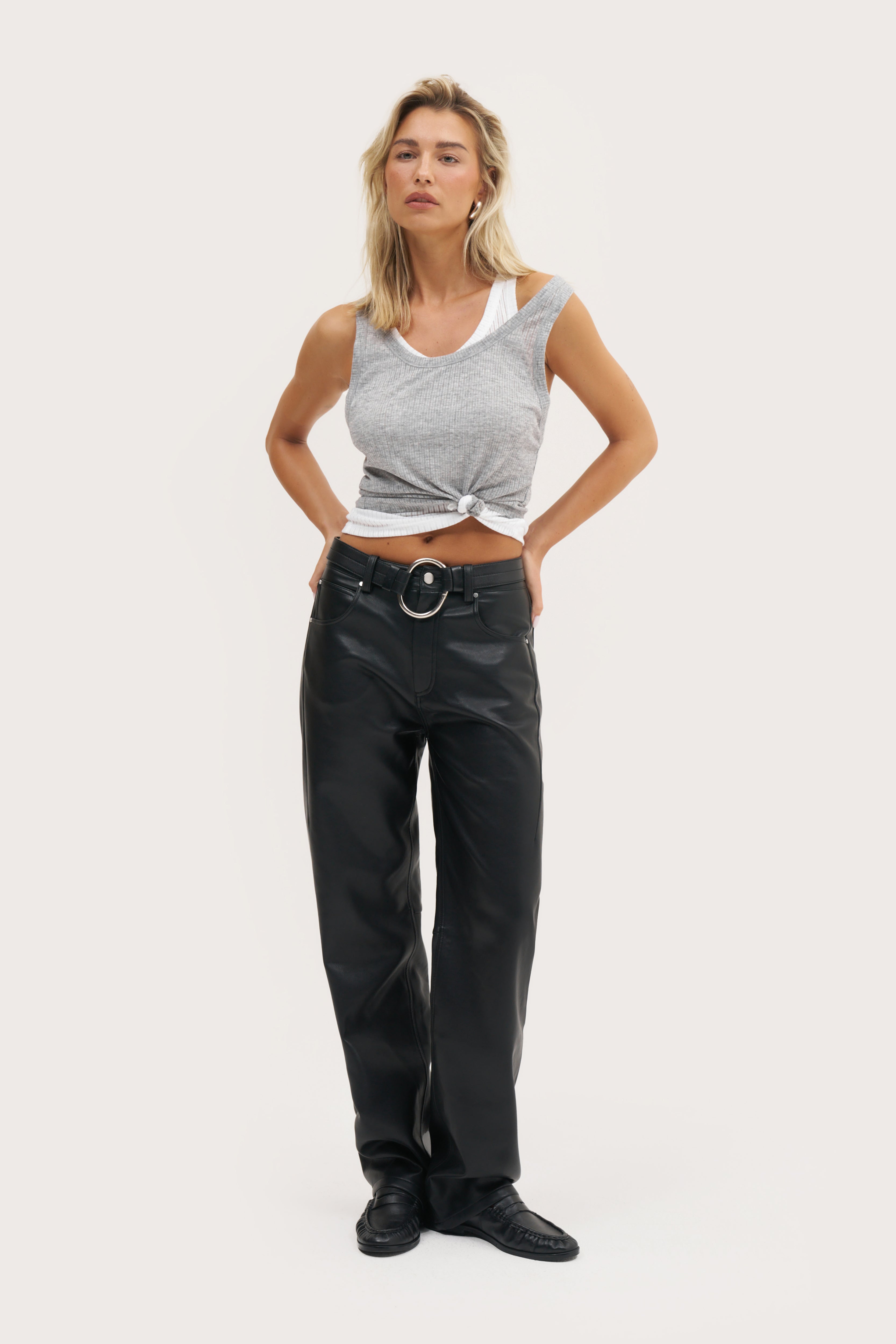 Semi Sheer Y Back Vest - Grey Marl
