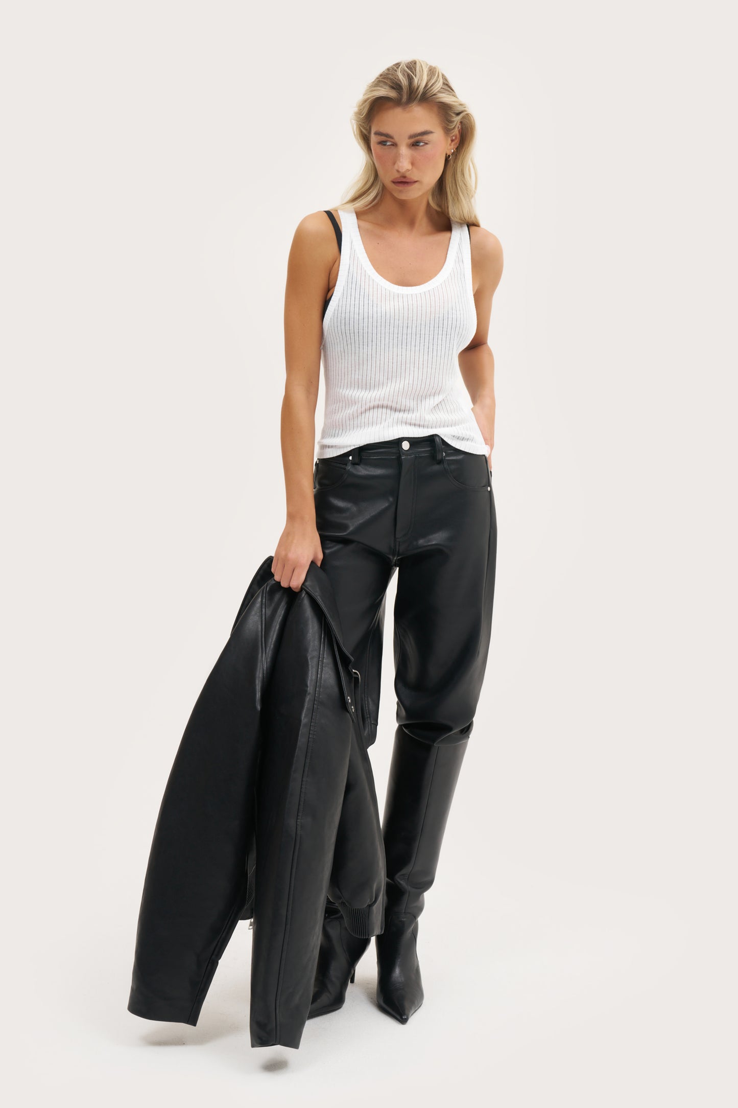 Semi Sheer Y Back Vest - White