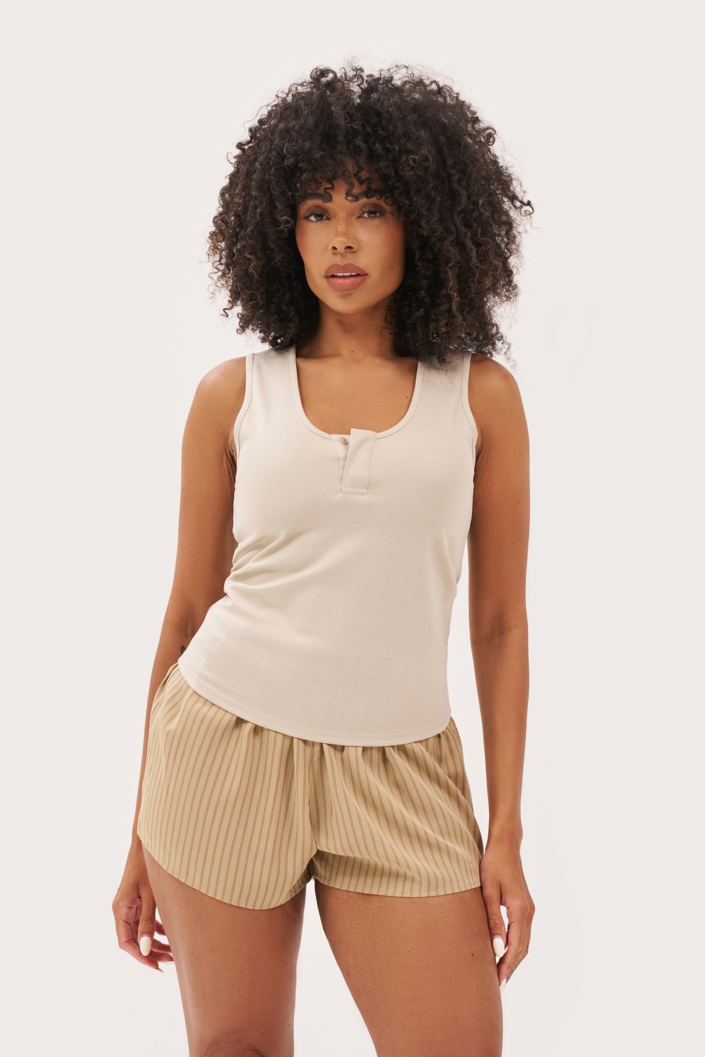 Scoop Neck Vest - Beige