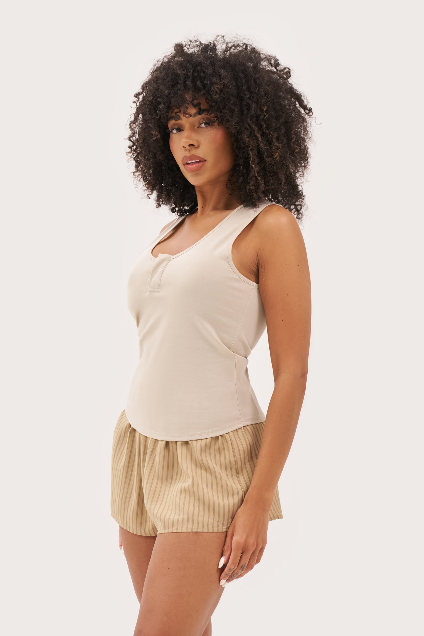Scoop Neck Vest - Beige