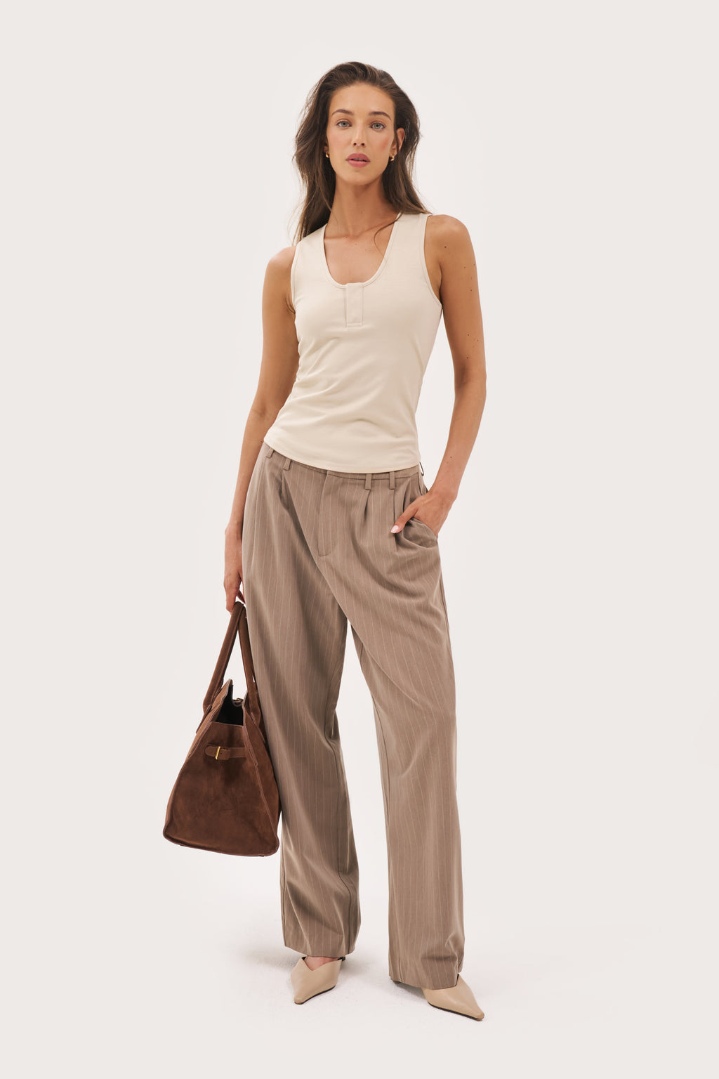 Scoop Neck Vest - Beige
