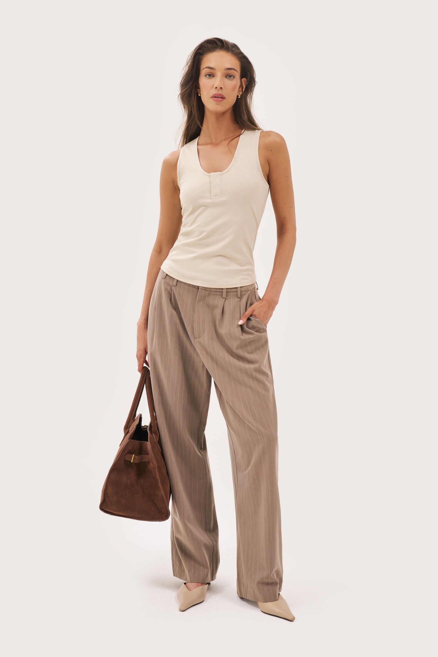 Scoop Neck Vest - Beige