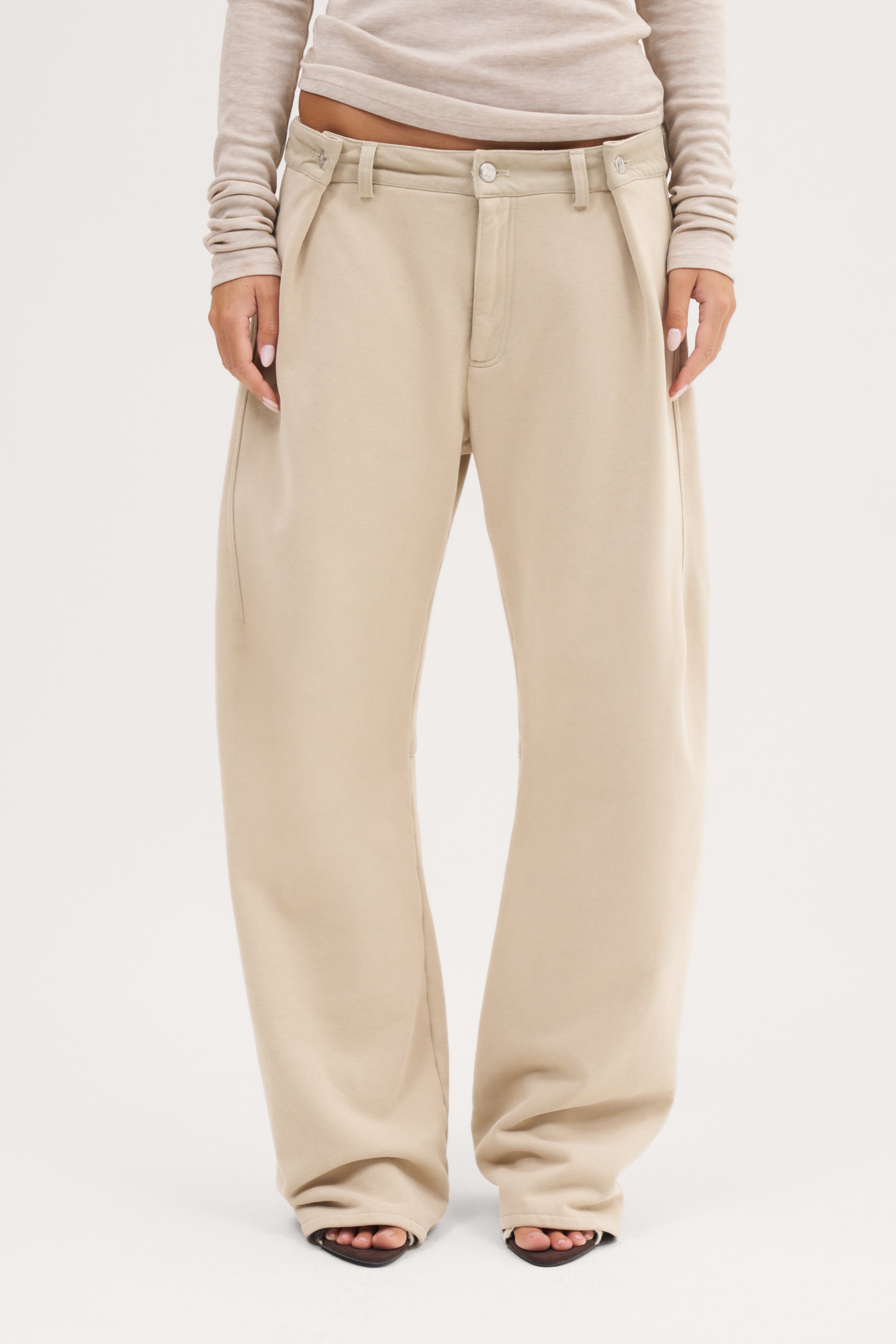 Double Up Washed Trousers - Beige