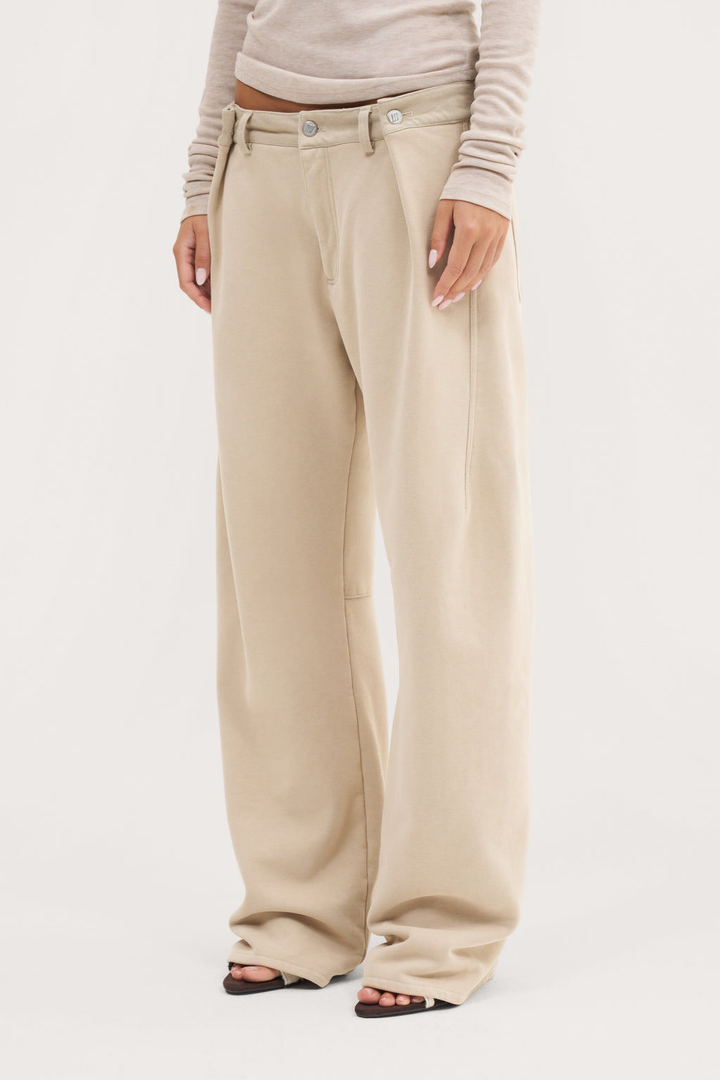 Double Up Washed Trousers - Beige