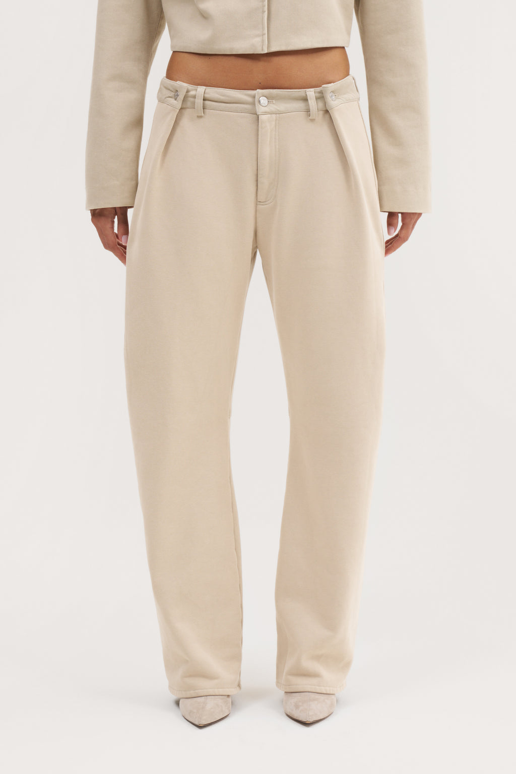 Double Up Washed Trousers - Beige