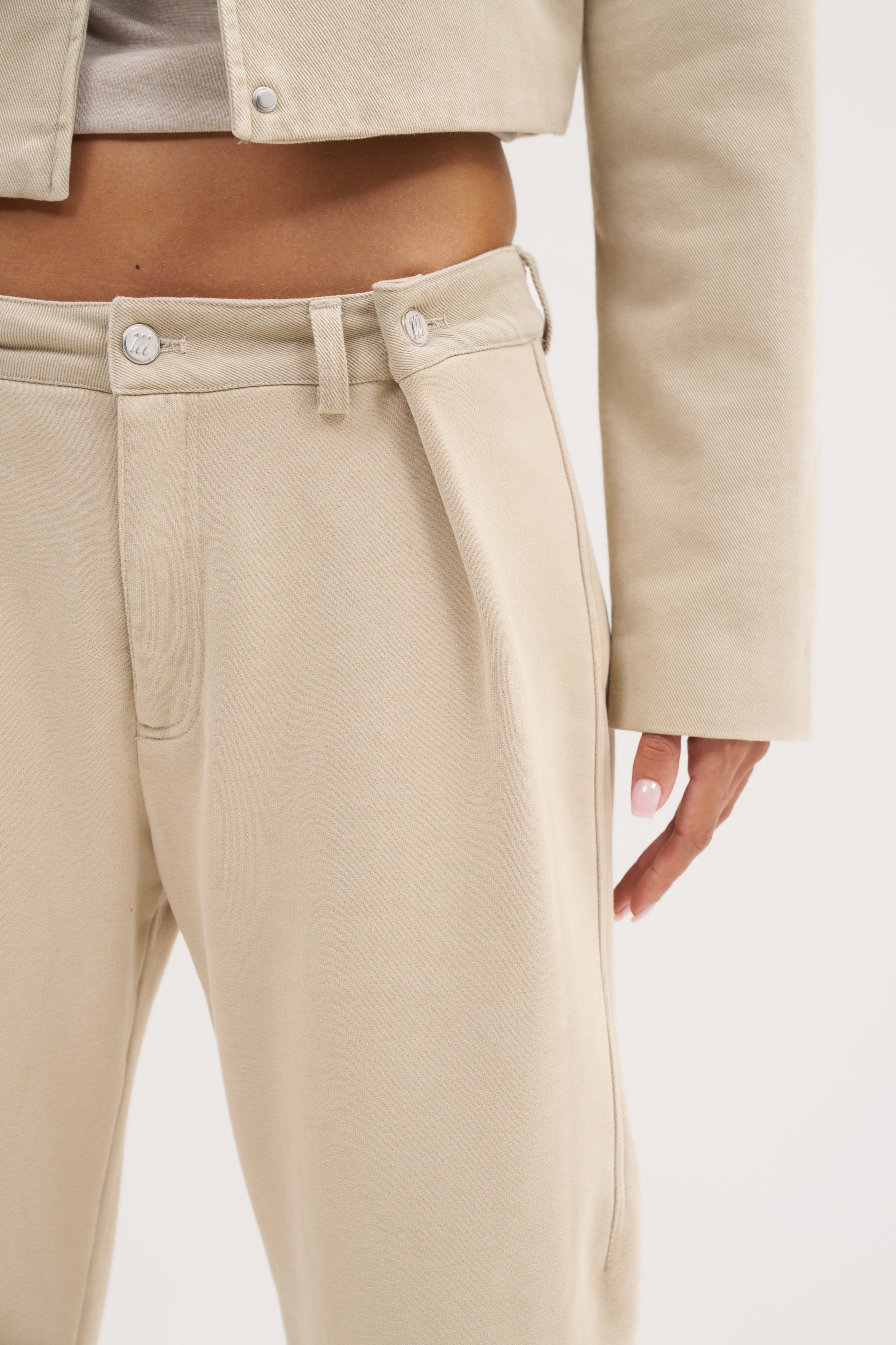 Double Up Washed Trousers - Beige