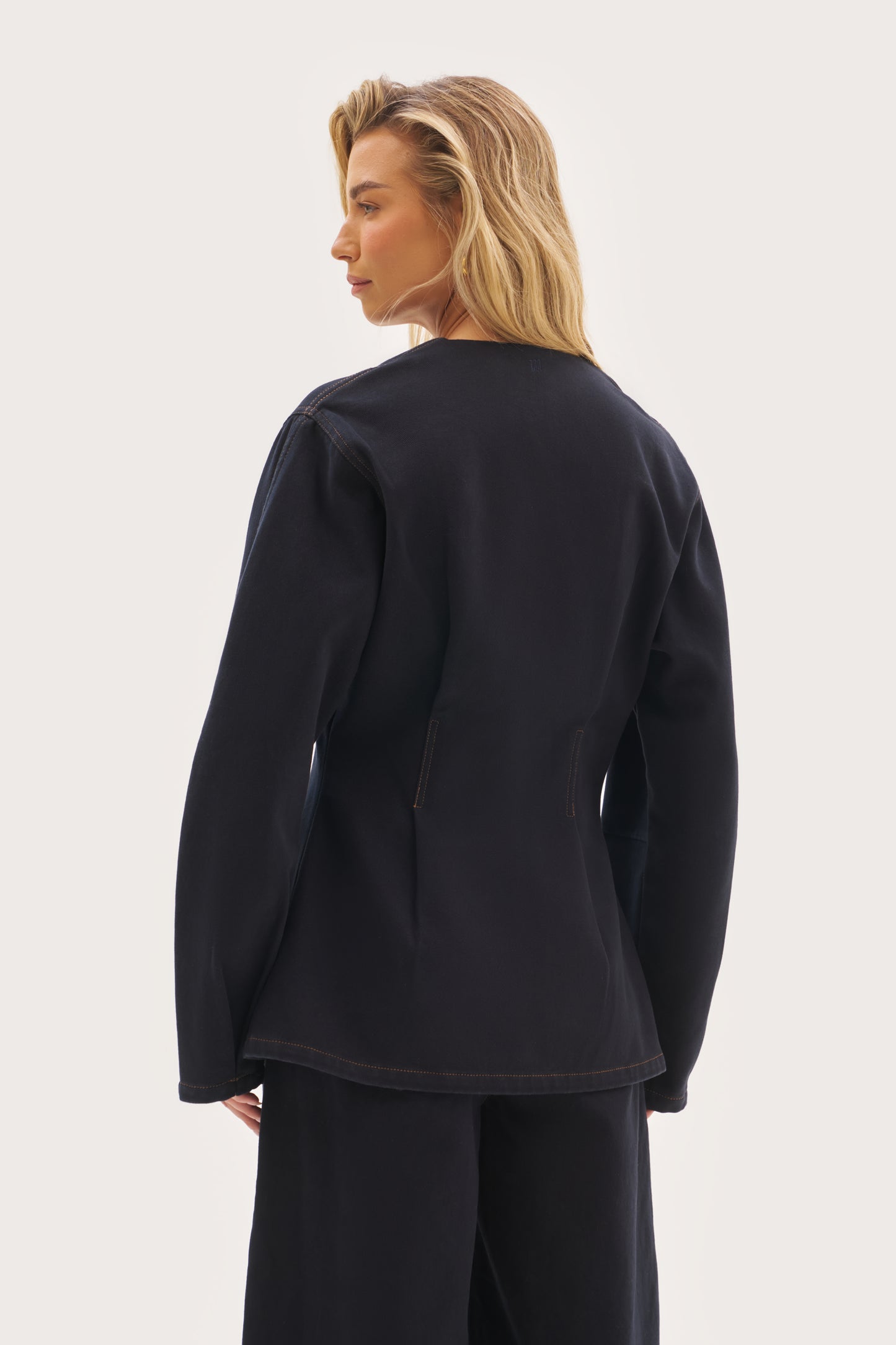 Balloon Sleeve Blazer - Navy