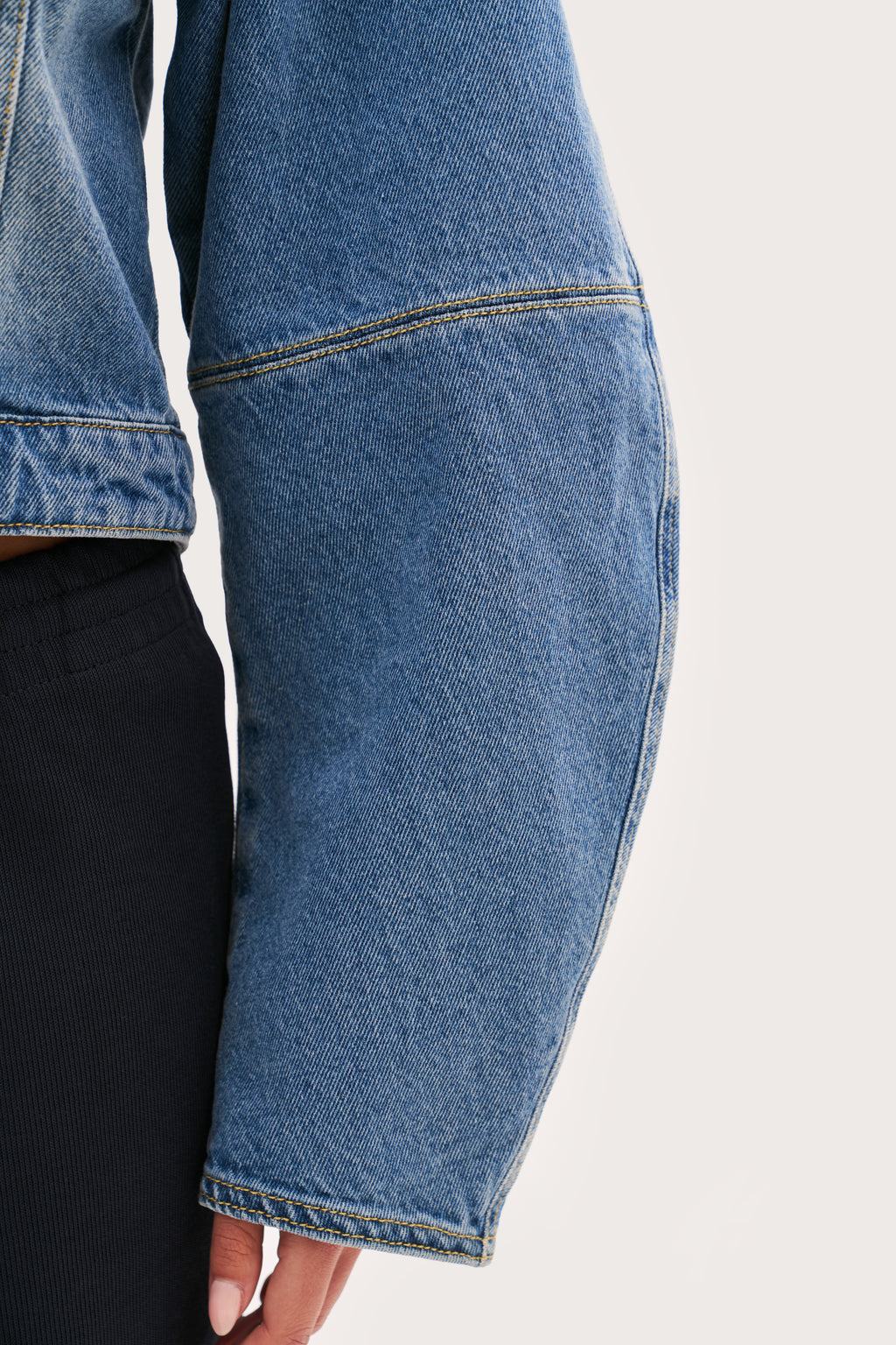 Barrel Sleeve Denim Jacket - Mid Blue