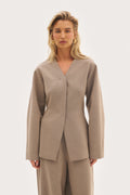 Alora Balloon Sleeve Blazer - Taupe