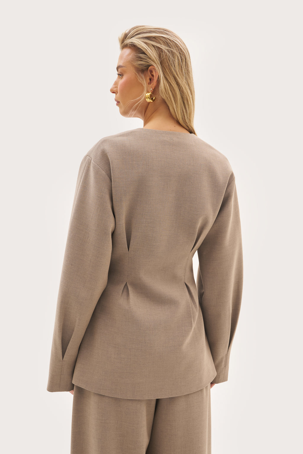 Alora Balloon Sleeve Blazer - Taupe