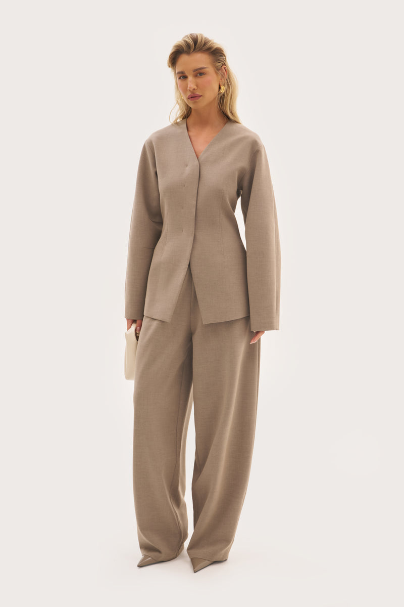 Alora Tailored Balloon Pants - Taupe