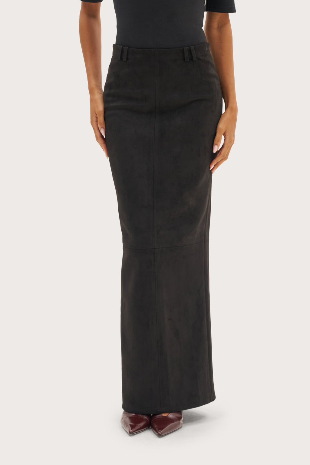 Latehour Maxi Skirt - Black Suede-Effect