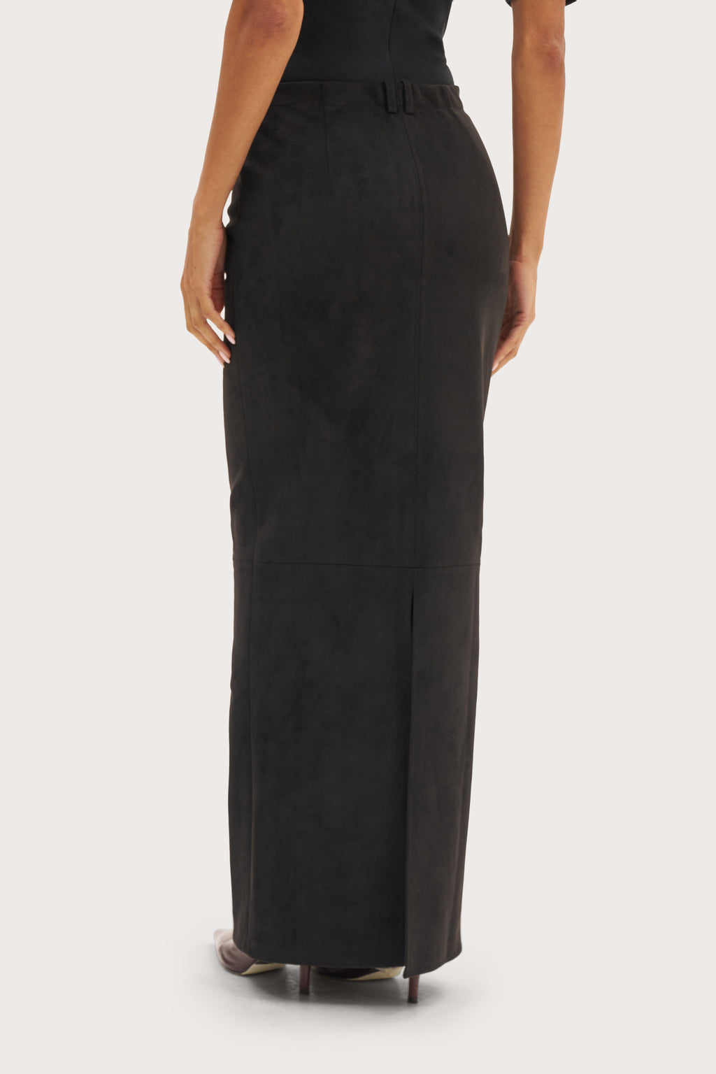 Latehour Maxi Skirt - Black Suede-Effect
