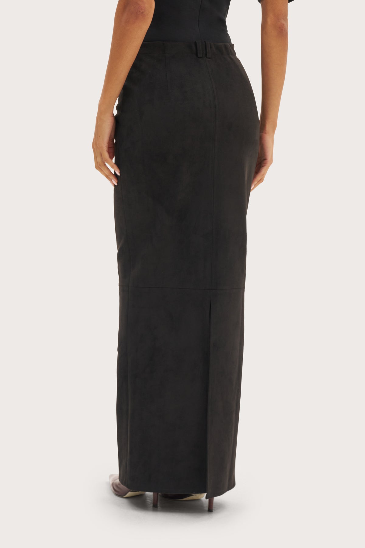 Latehour Maxi Skirt - Black Suede-Effect