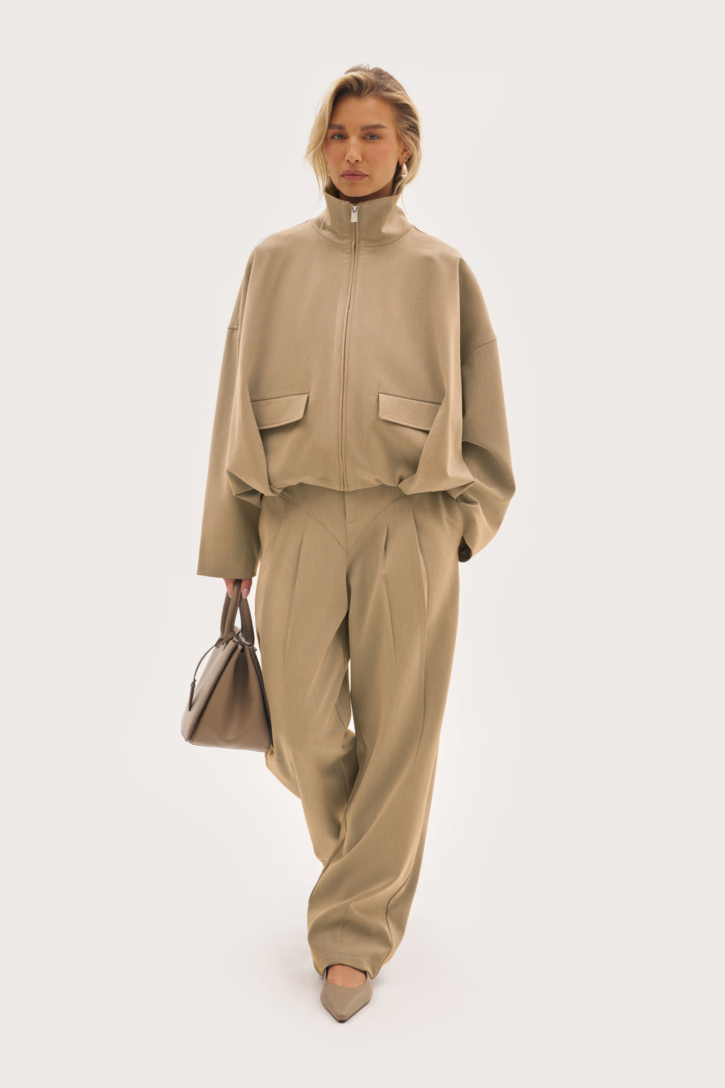 Tailored Track Jacket - Beige