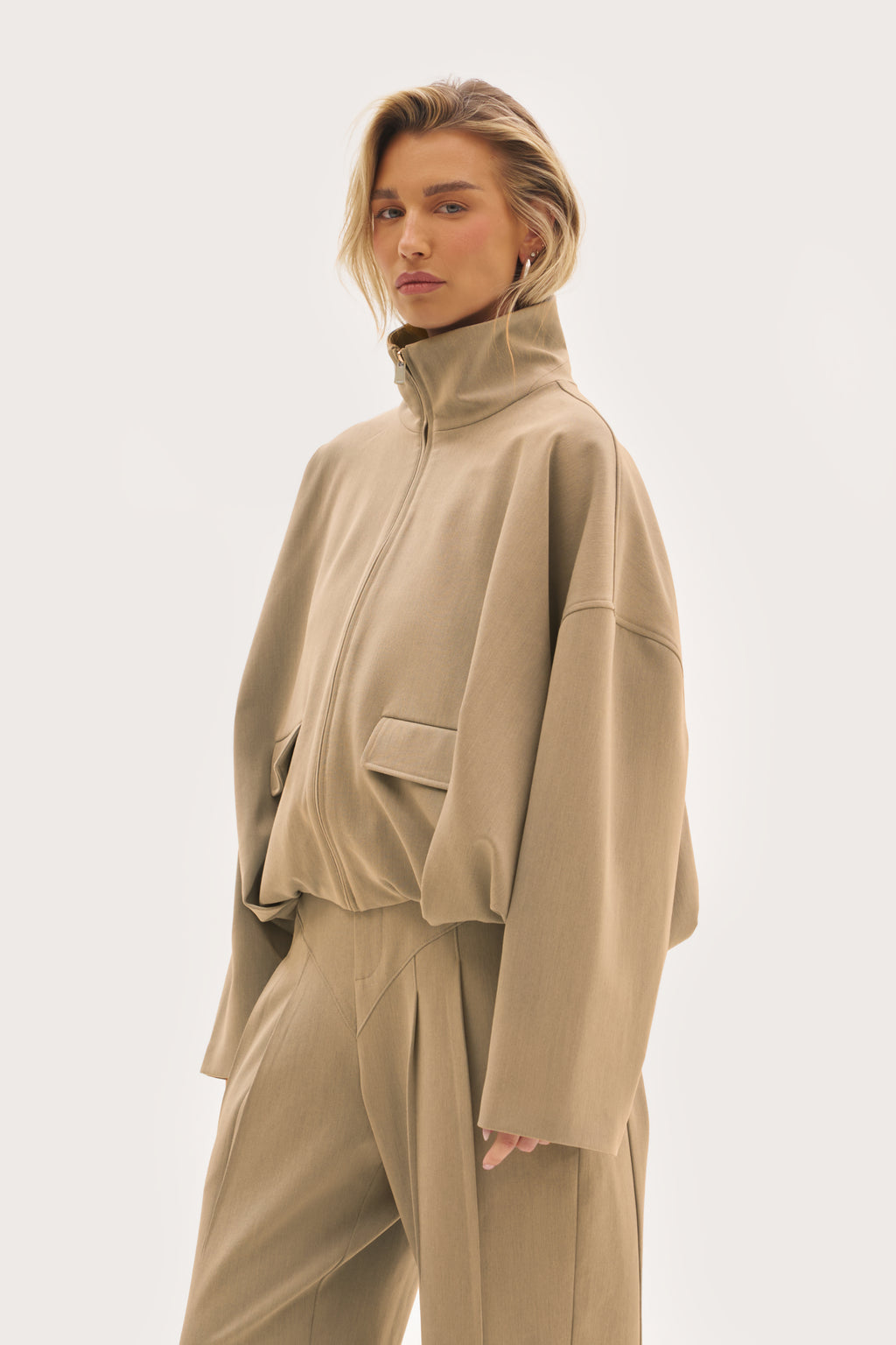 Tailored Track Jacket - Beige