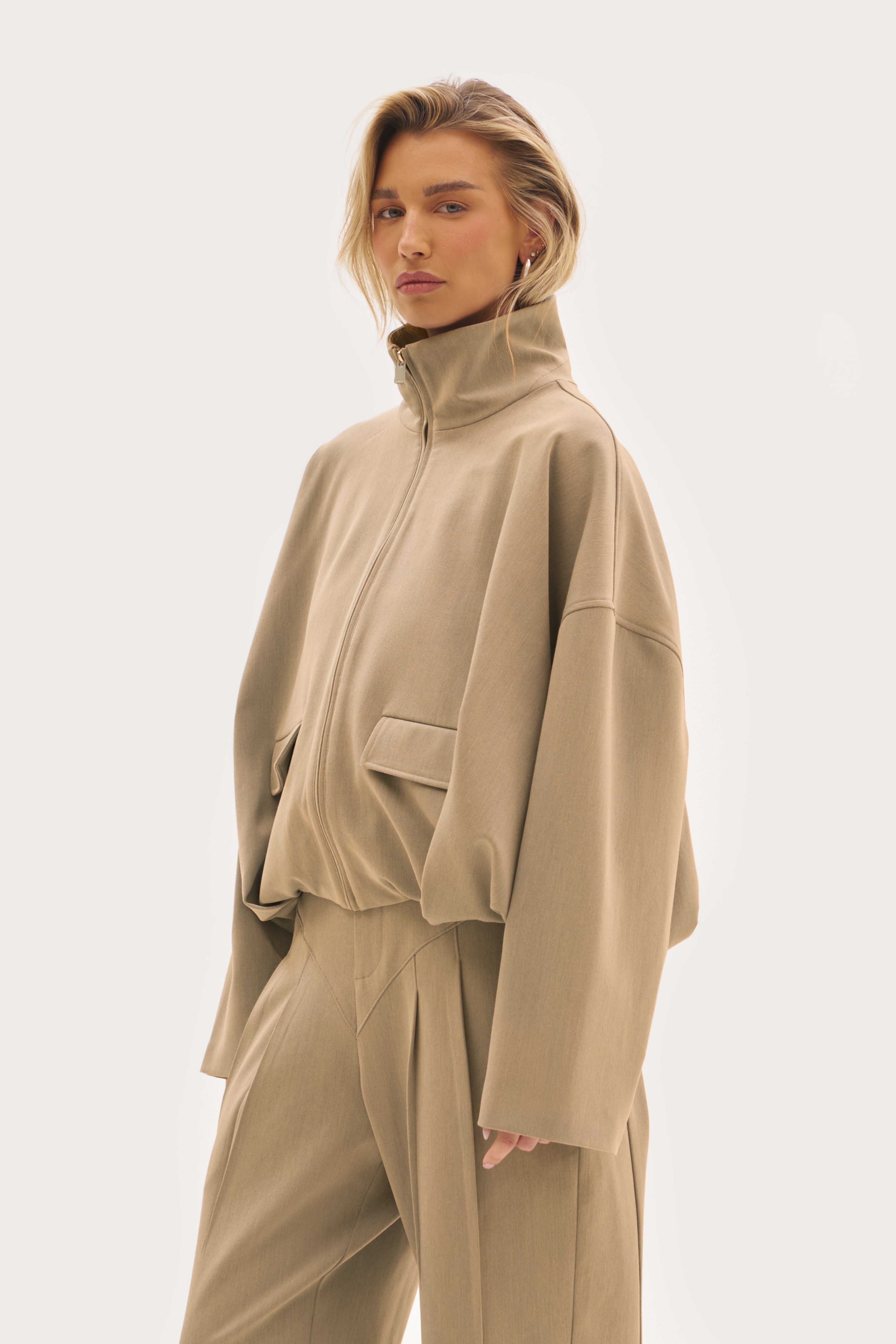 Tailored Track Jacket - Beige