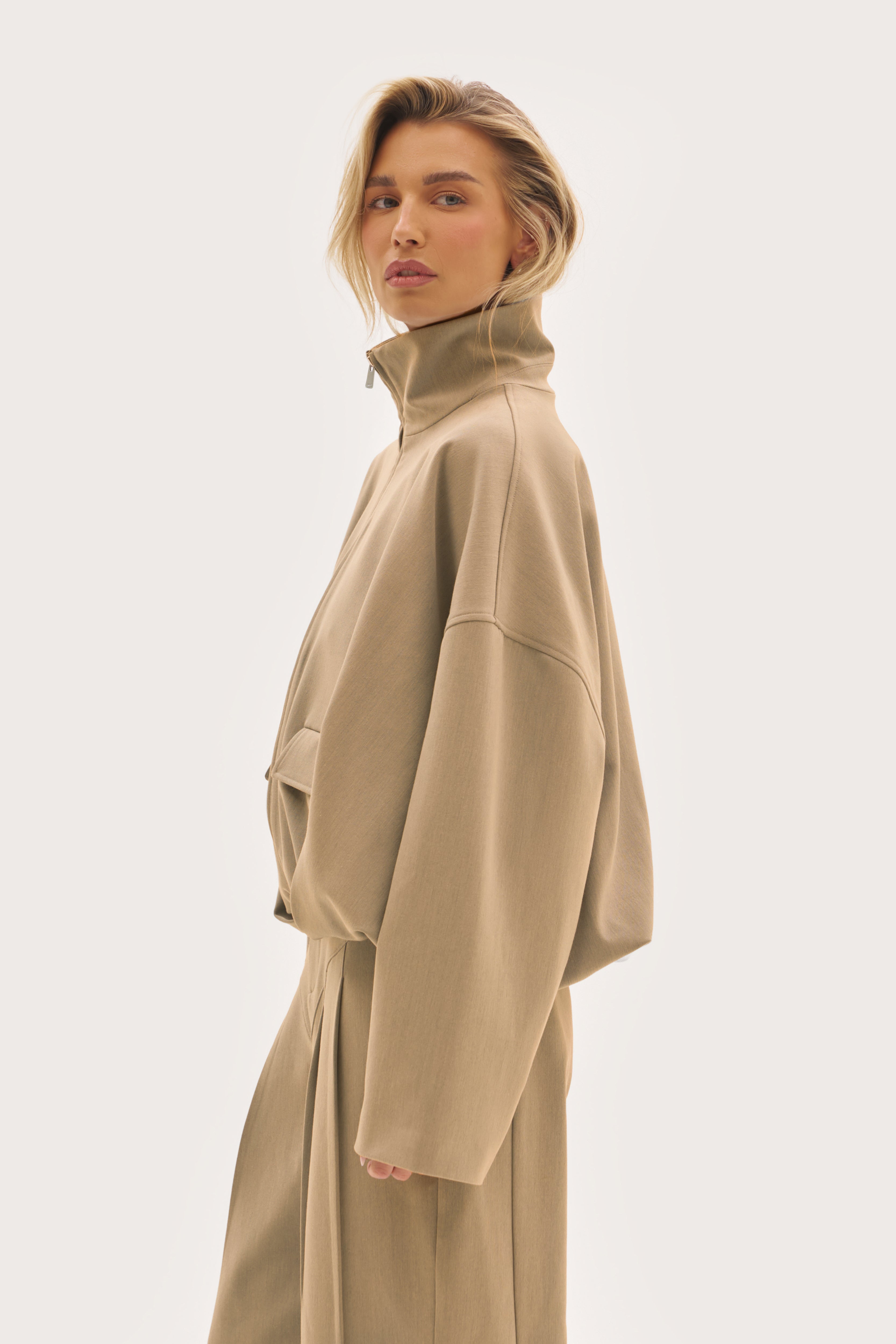 Tailored Track Jacket - Beige