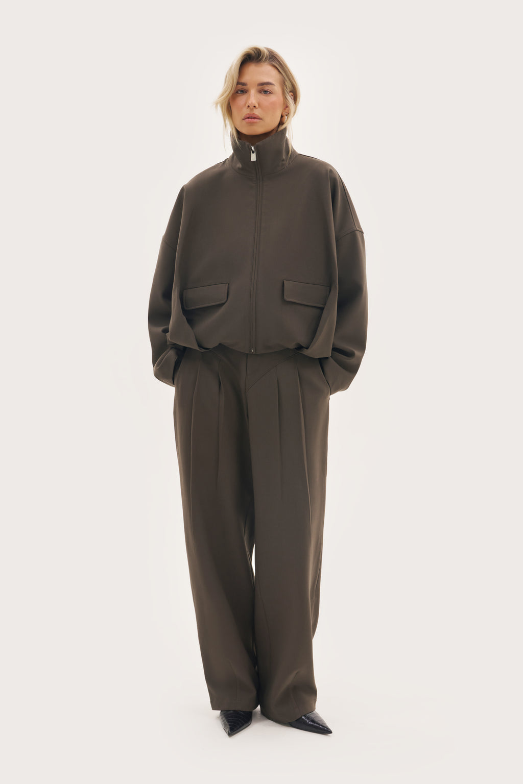 Tailored Track Jacket - Mole Brown