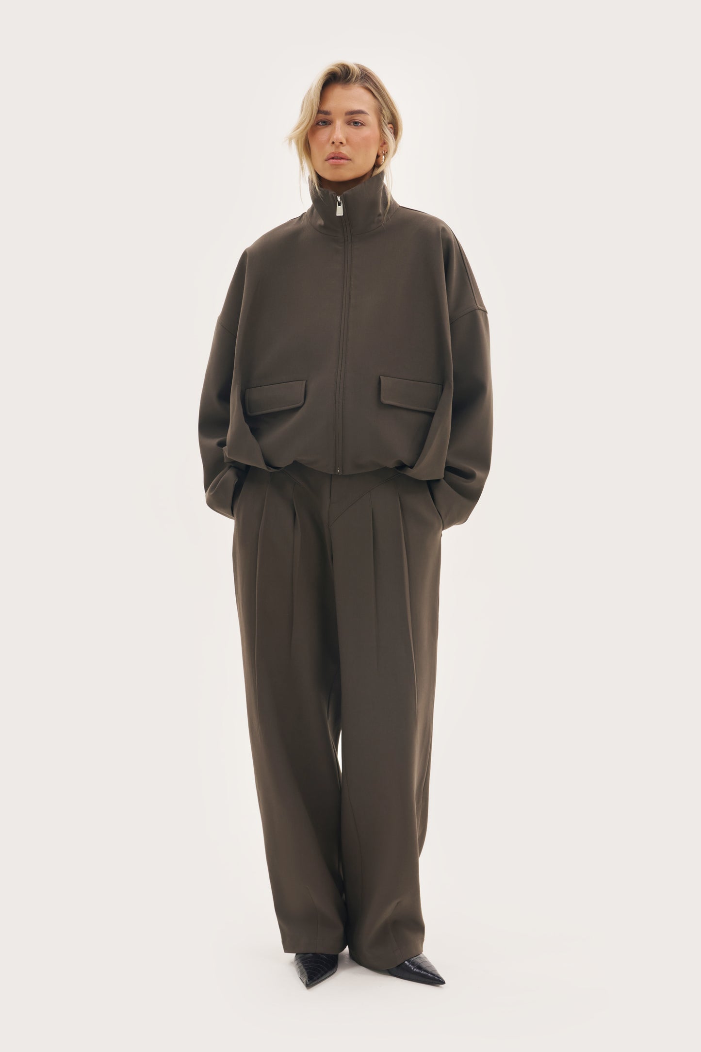 Tailored Track Jacket - Mole Brown