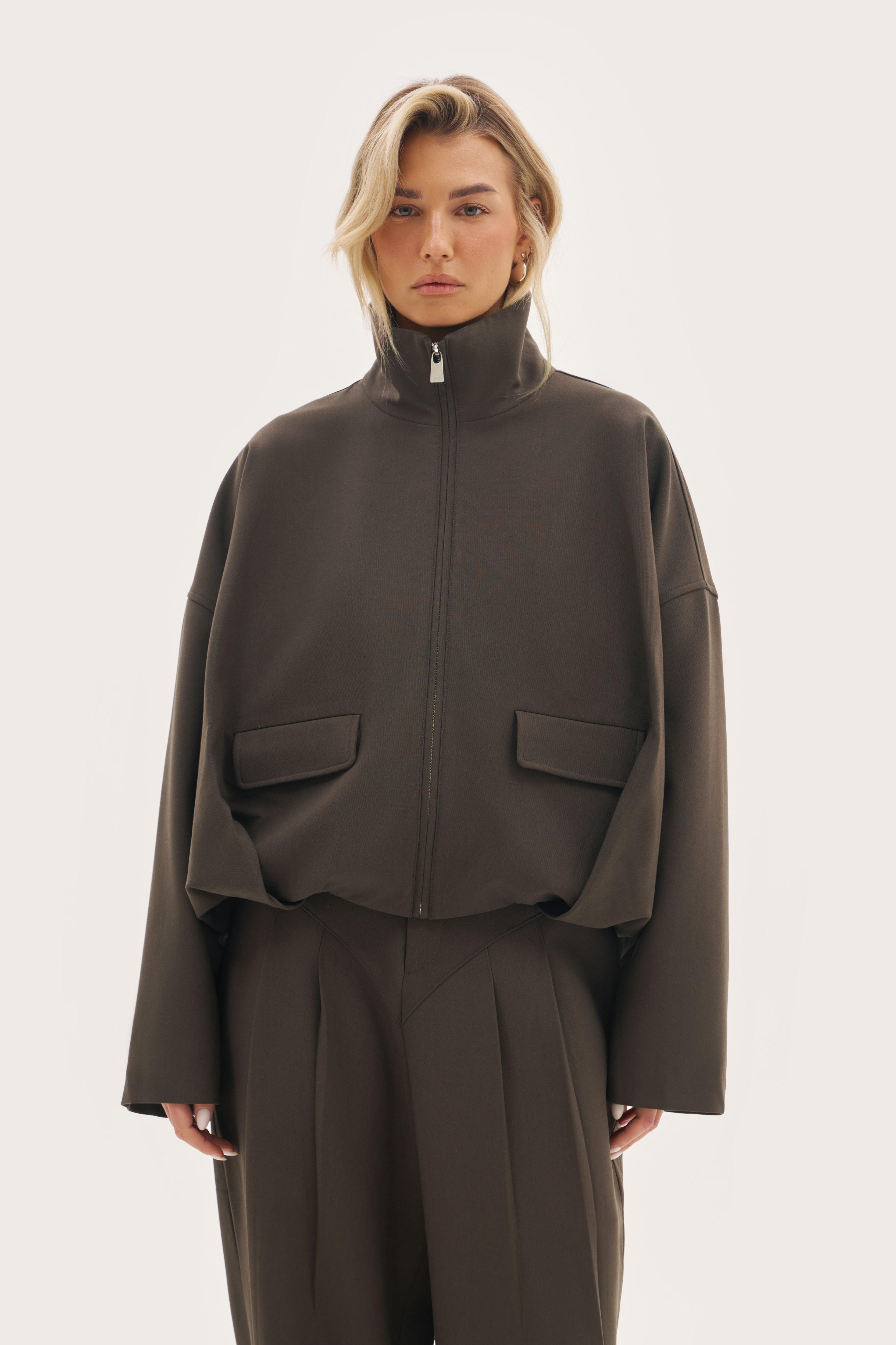 Tailored Track Jacket - Mole Brown