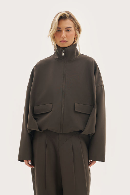 Tailored Track Jacket - Mole Brown